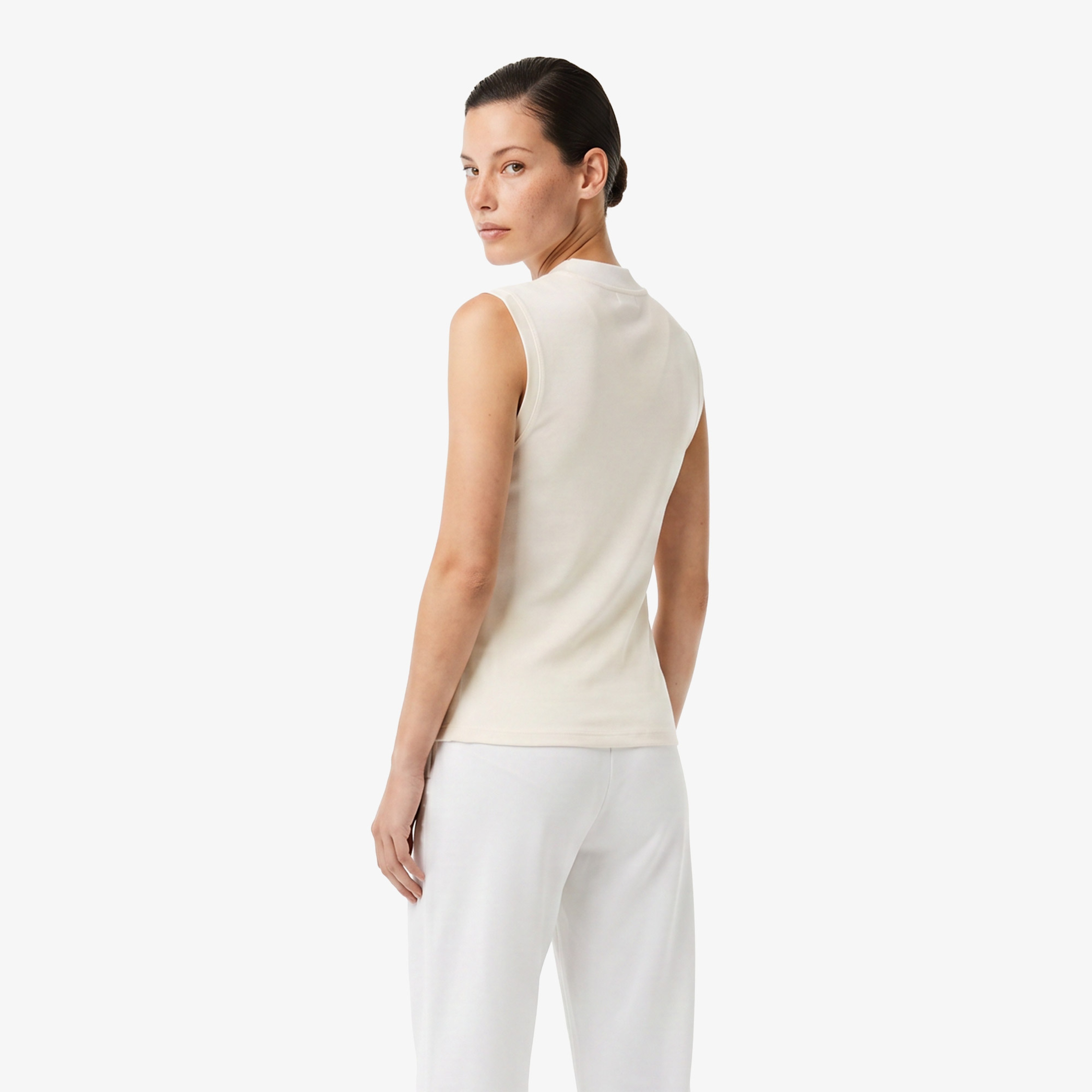 Kadın Slim Fit V Yaka Beyaz T-Shirt