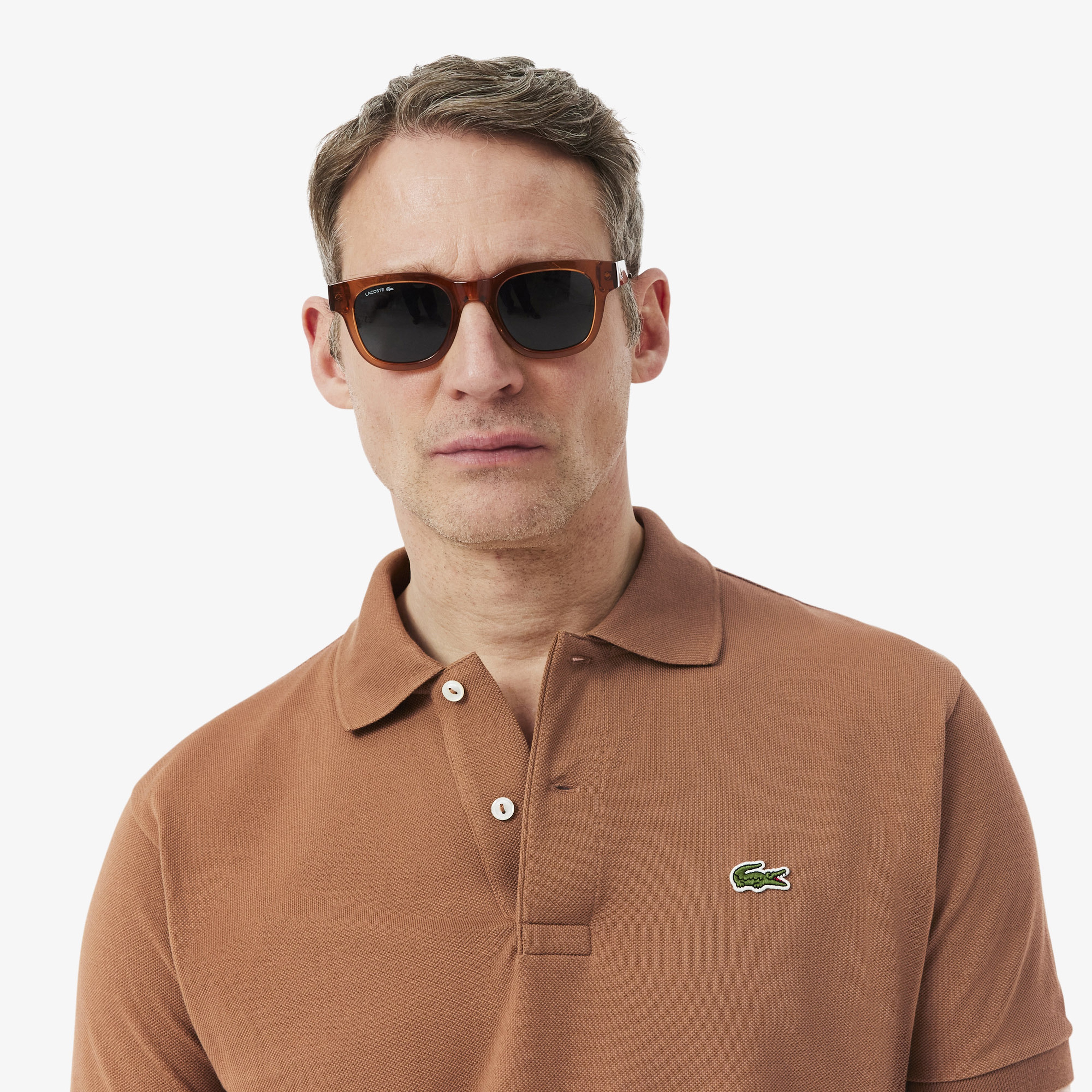 L.12.12 Erkek Classic Fit Kahverengi Polo