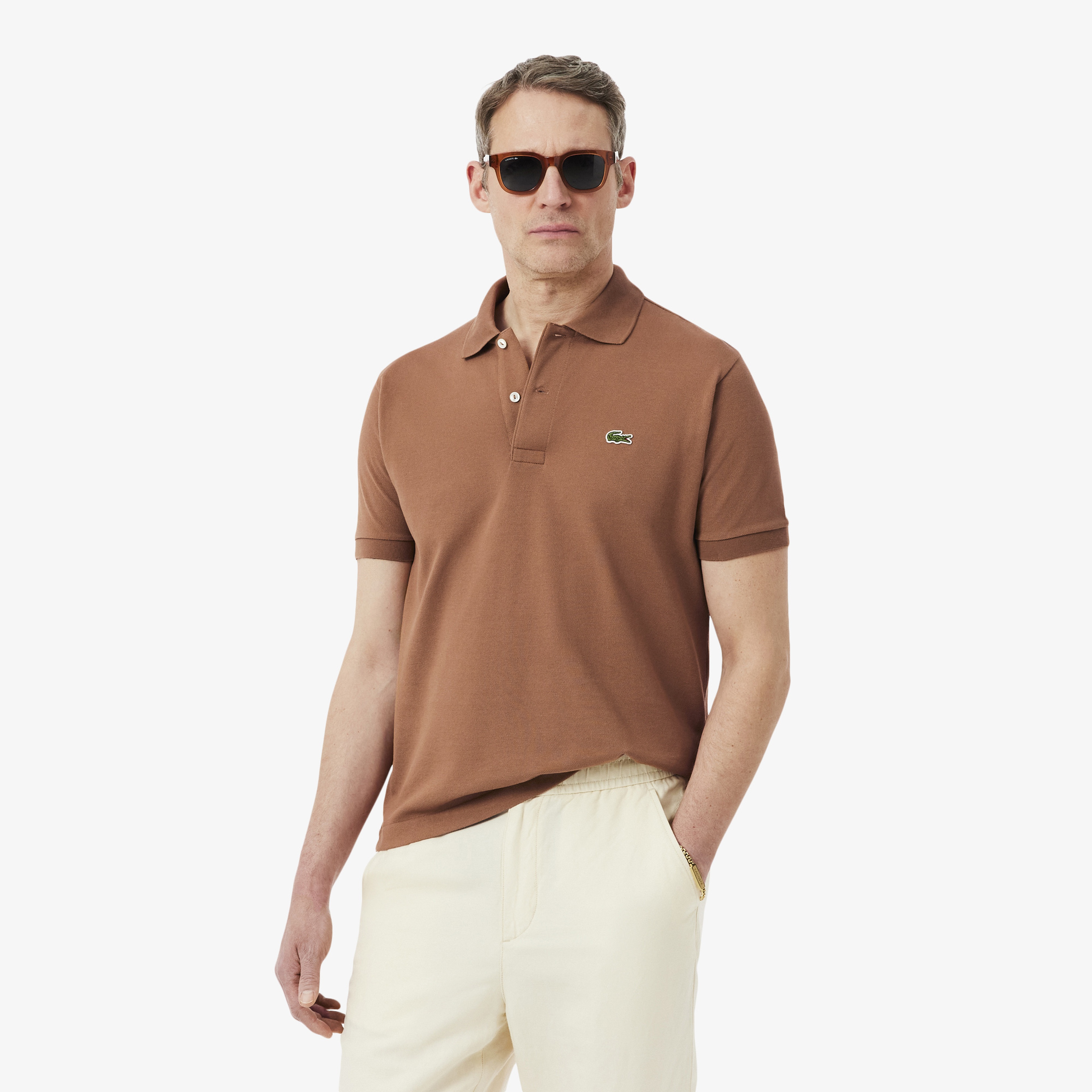L.12.12 Erkek Classic Fit Kahverengi Polo