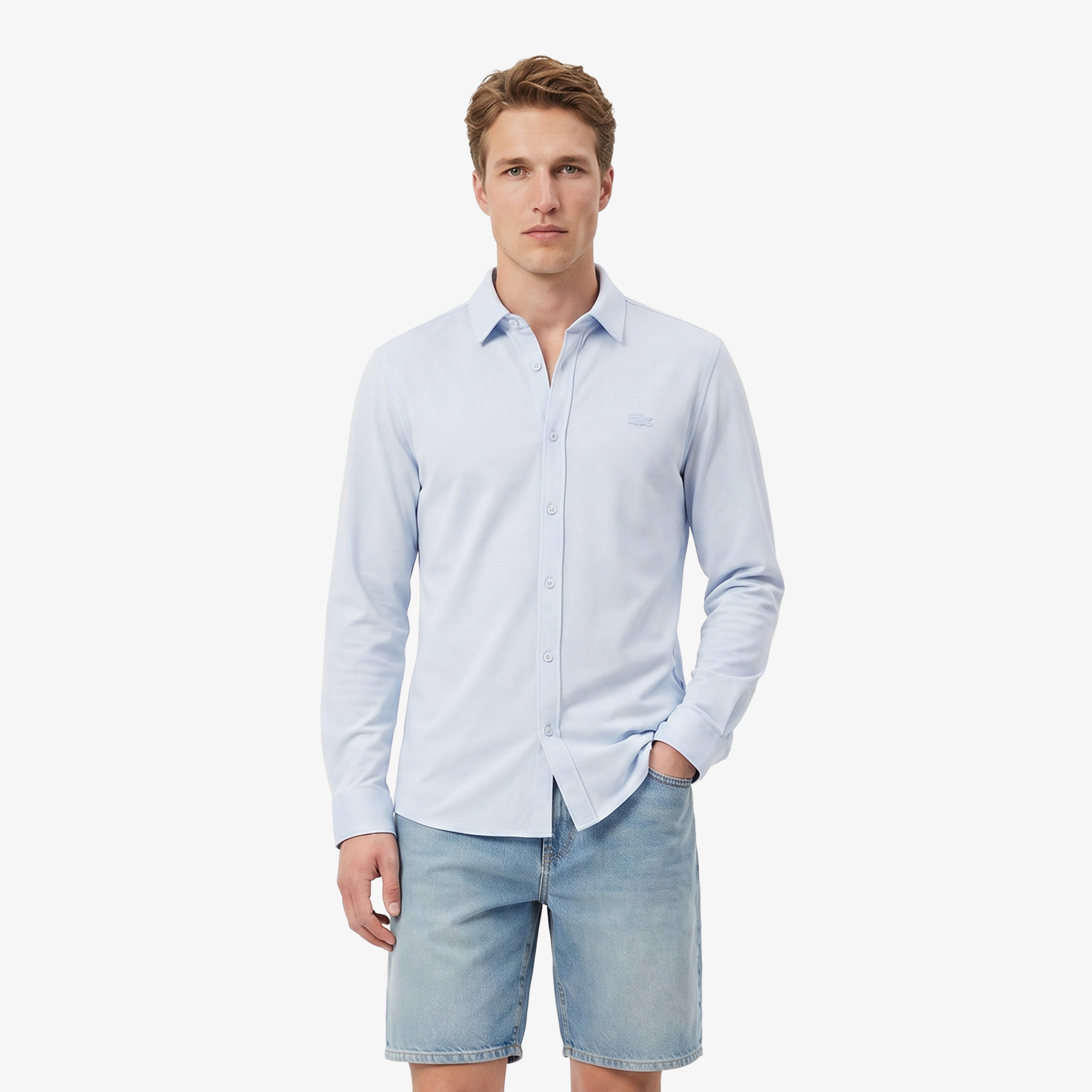 Erkek Slim Fit Açık Mavi Gömlek