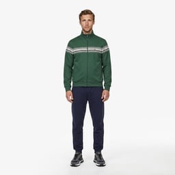Erkek Regular Fit Fermuarlı Renk Bloklu Yeşil Sweatshirt Yeşil