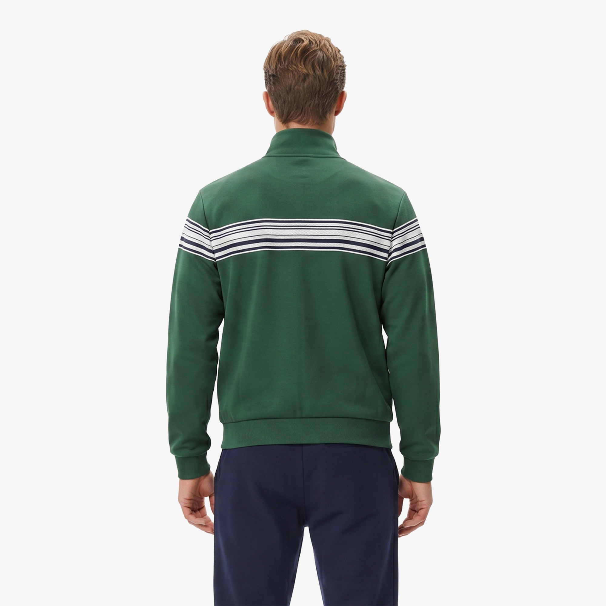 Erkek Regular Fit Fermuarlı Renk Bloklu Yeşil Sweatshirt