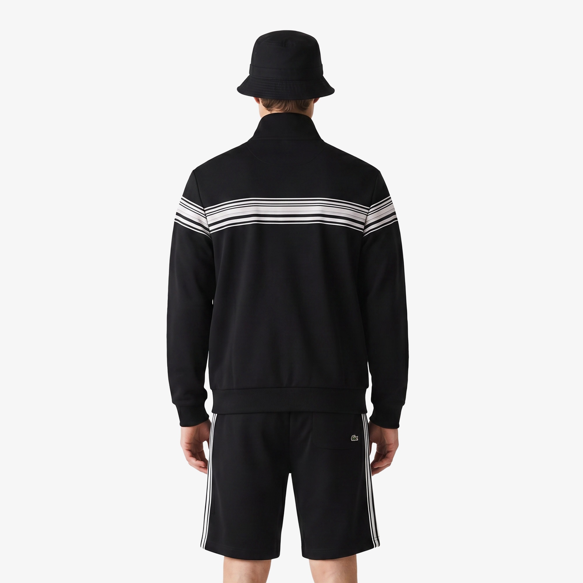 Erkek Regular Fit Fermuarlı Renk Bloklu Siyah Sweatshirt