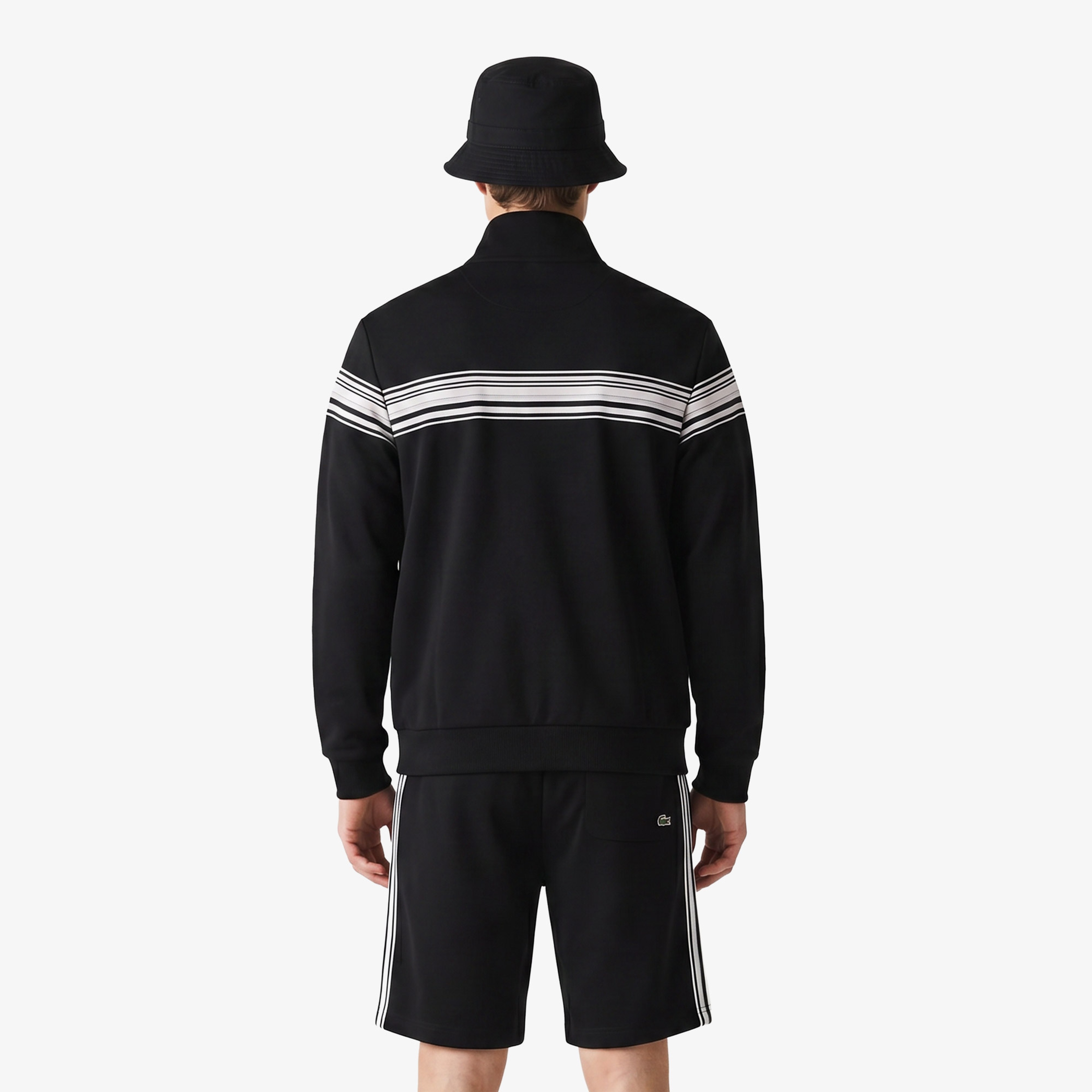 Erkek Regular Fit Fermuarlı Renk Bloklu Siyah Sweatshirt