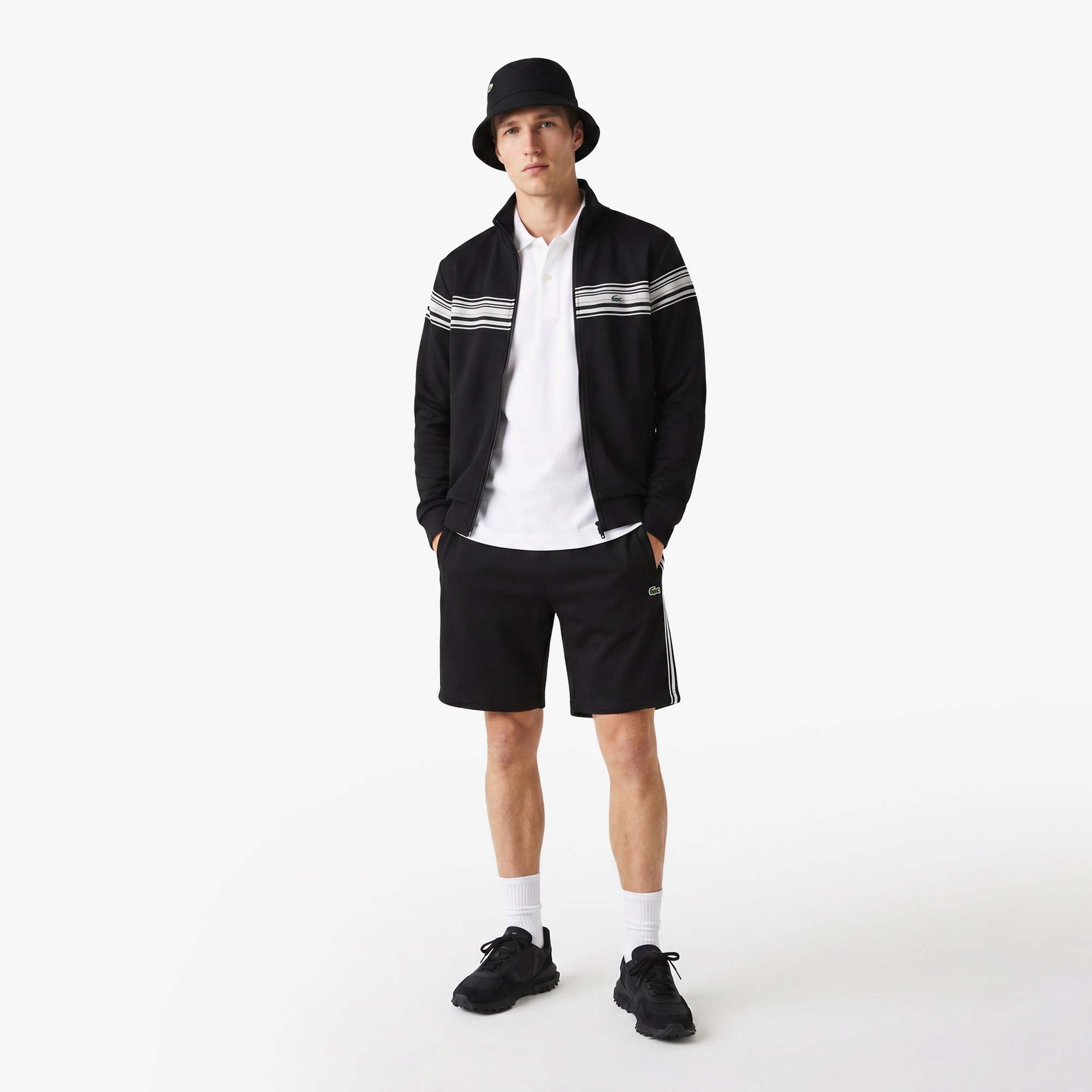 Erkek Regular Fit Fermuarlı Renk Bloklu Siyah Sweatshirt