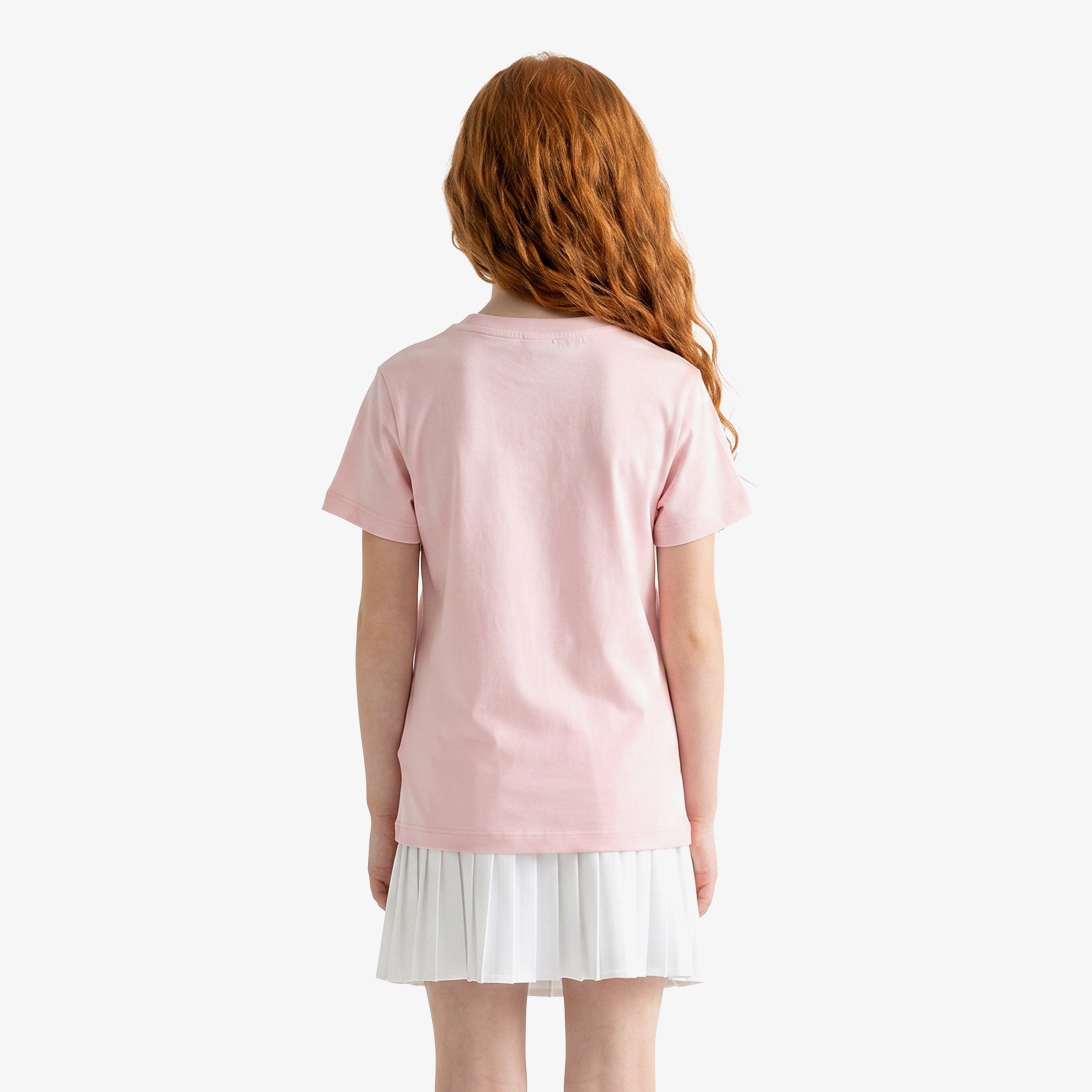 Çocuk Bisiklet Yaka Açık Pembe T-Shirt