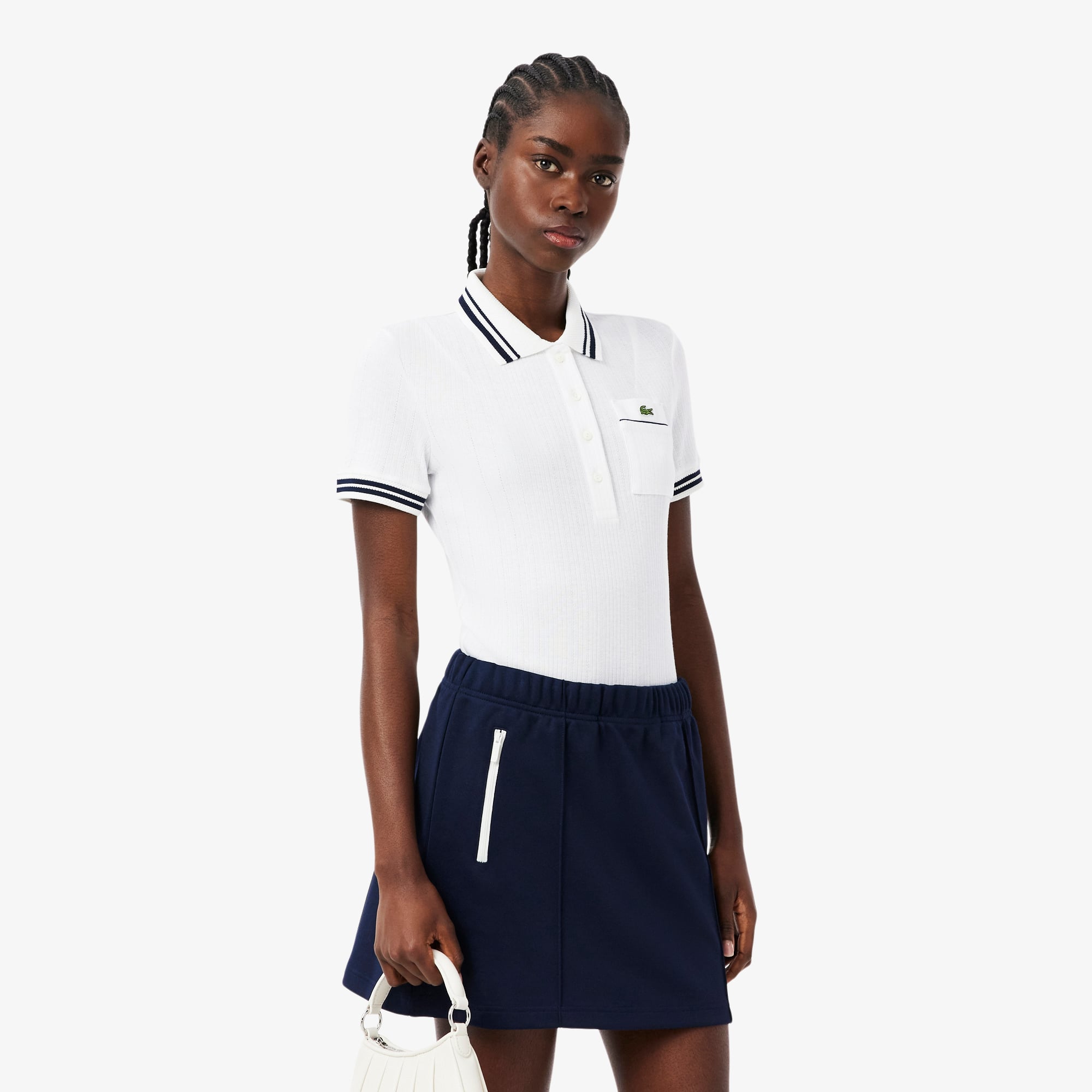 Lacoste Kadın Slim Fit Beyaz Polo