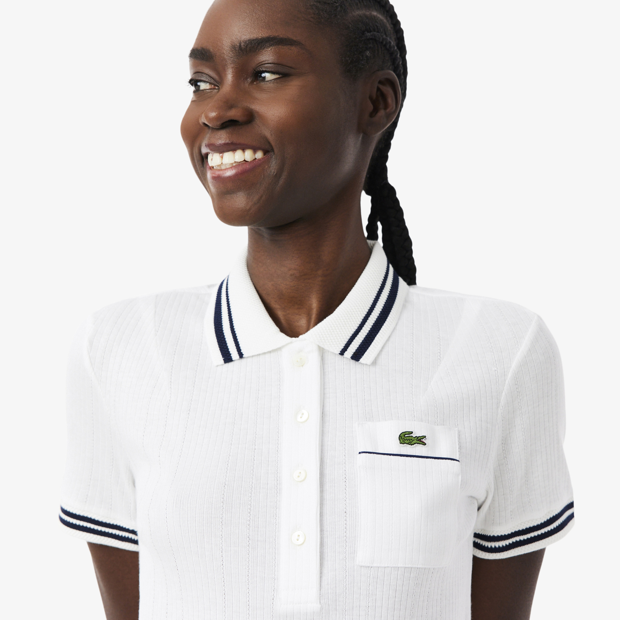 Lacoste Kadın Slim Fit Beyaz Polo görsel 2