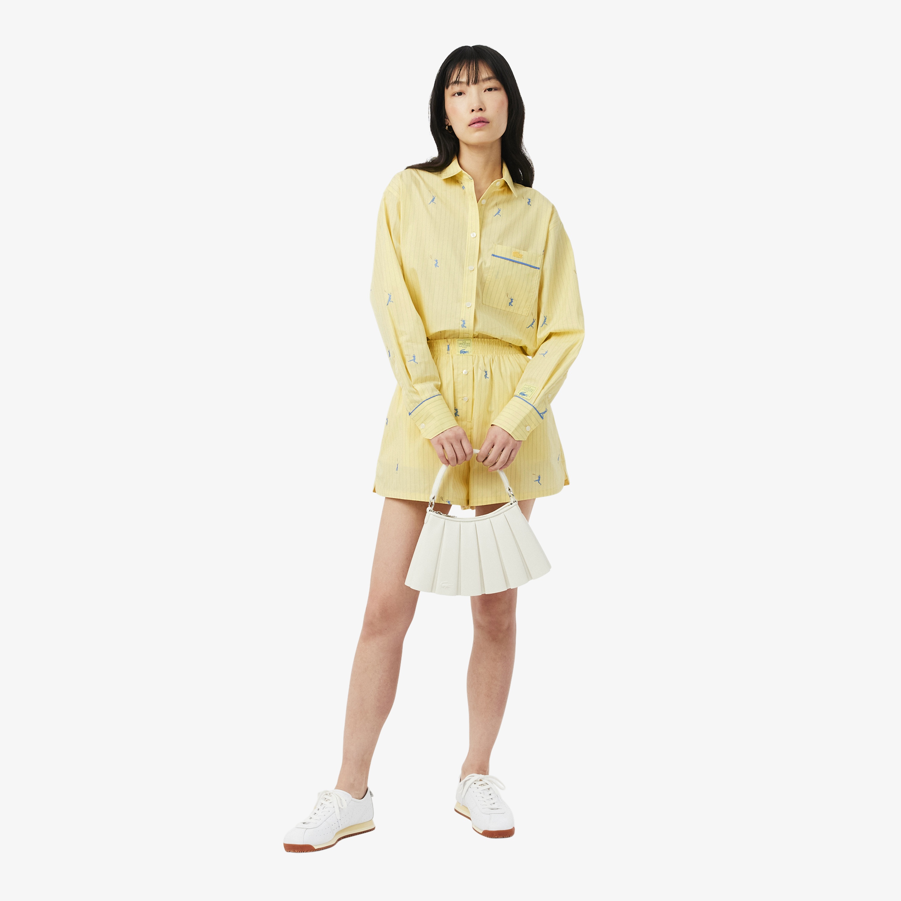 Kadın Oversize Fit Çizgili Sarı Gömlek