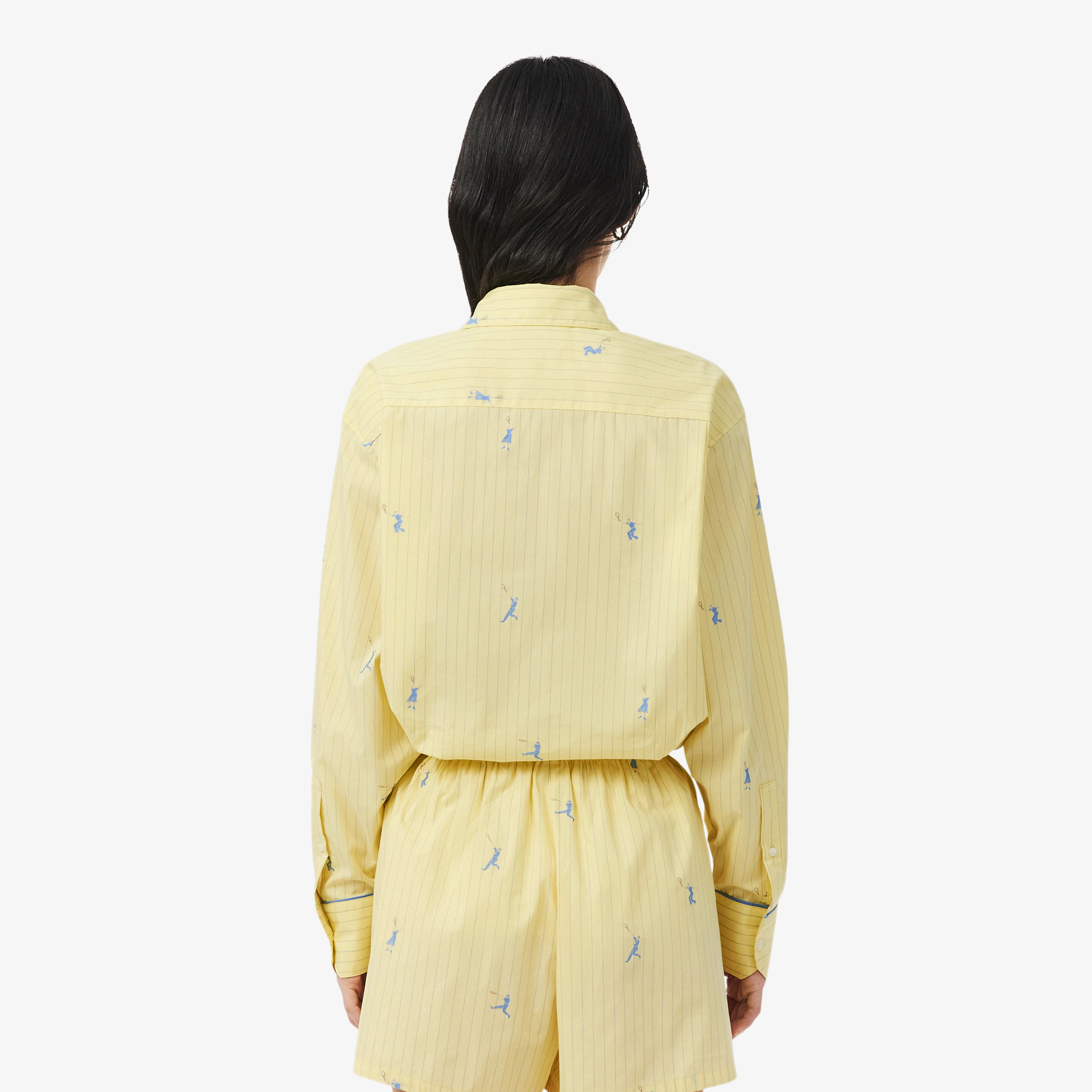 Kadın Oversize Fit Çizgili Sarı Gömlek