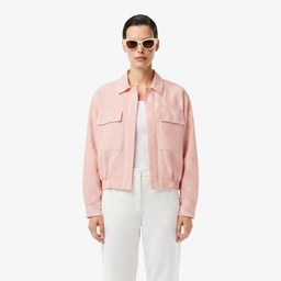 Kadın Relaxed Fit Çizgili Pembe Ceket Pembe