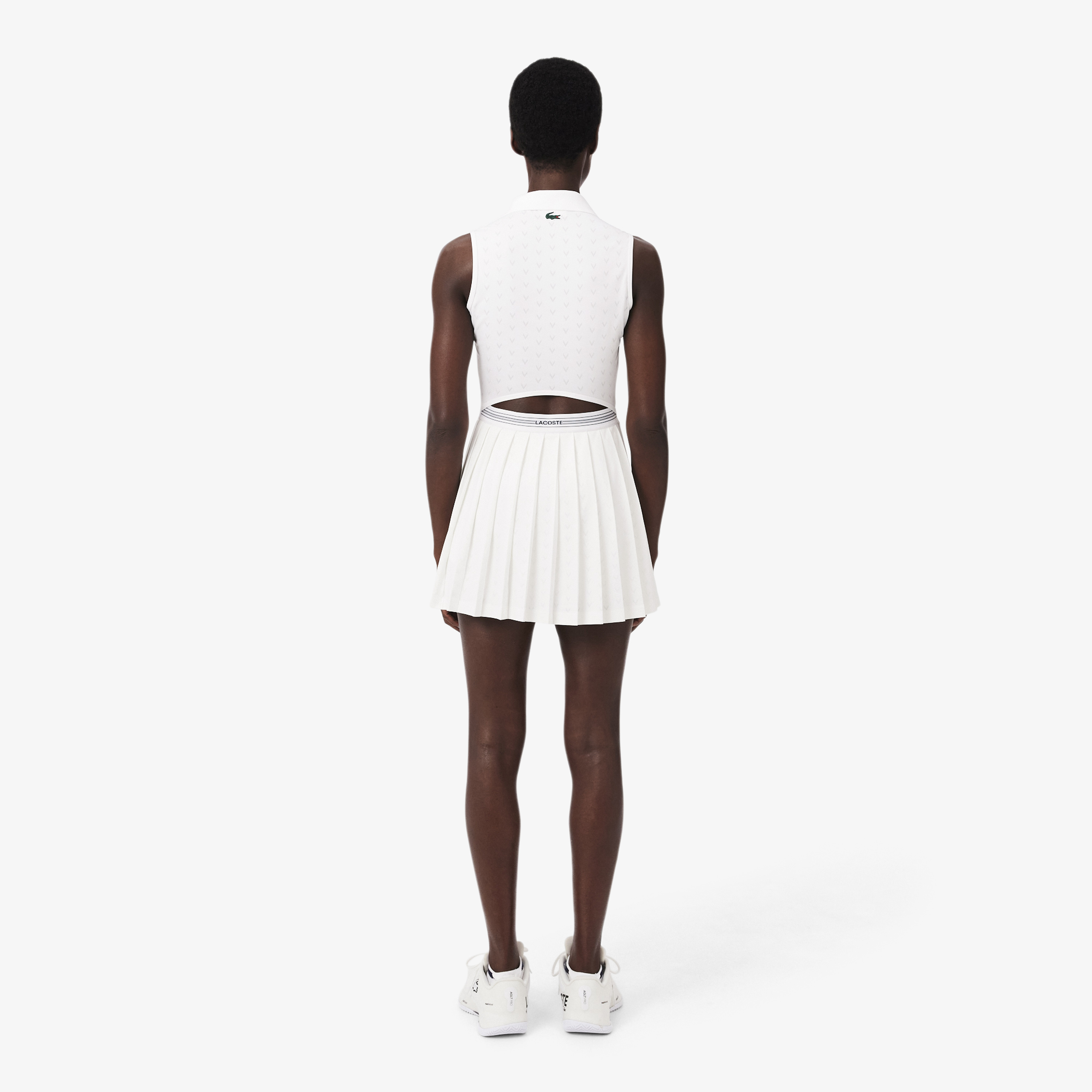 Lacoste SPORT Kadın Slim Fit Kolsuz Polo Yaka Beyaz Elbise görsel 3
