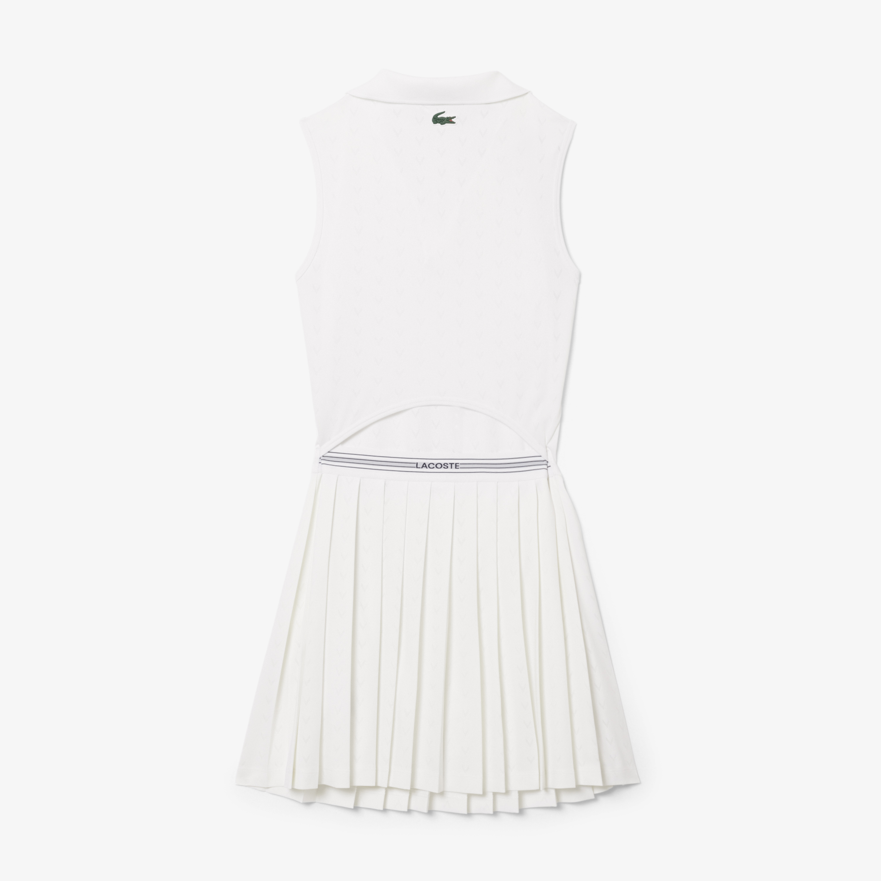 Lacoste SPORT Kadın Slim Fit Kolsuz Polo Yaka Beyaz Elbise görsel 5