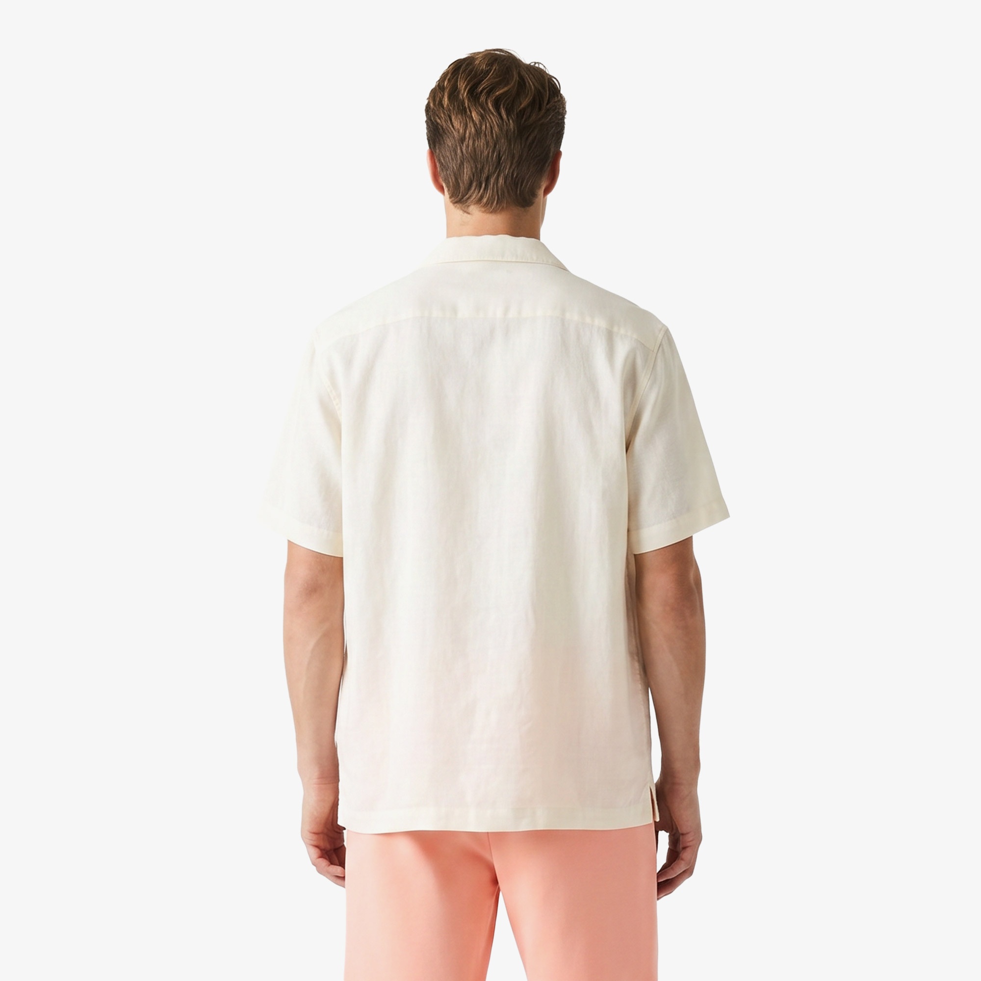 Erkek Relaxed Fit Kısa Kollu Bej Gömlek