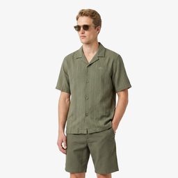 Erkek Relaxed Fit Kısa Kollu Haki Gömlek Yeşil