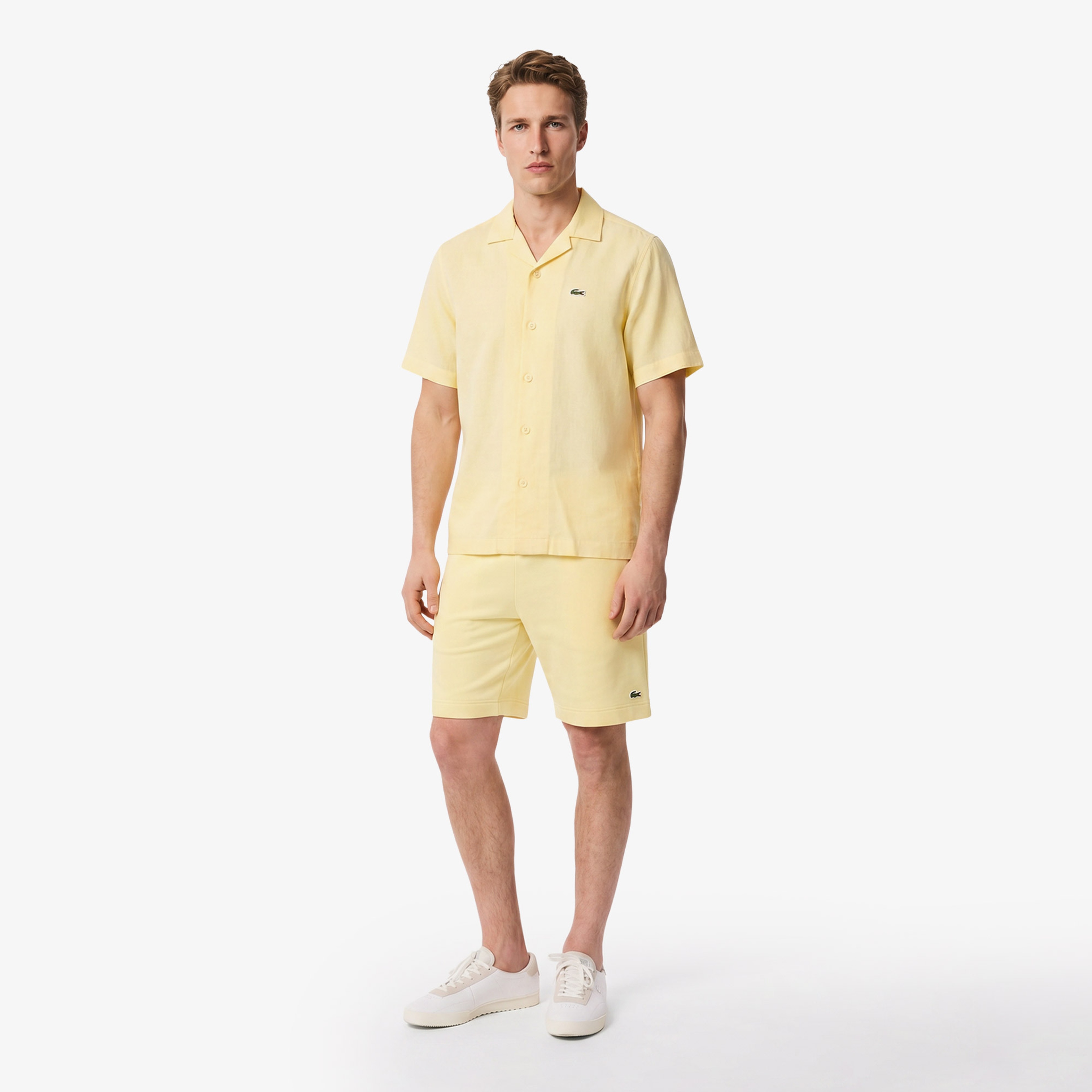 Erkek Relaxed Fit Kısa Kollu Sarı Gömlek