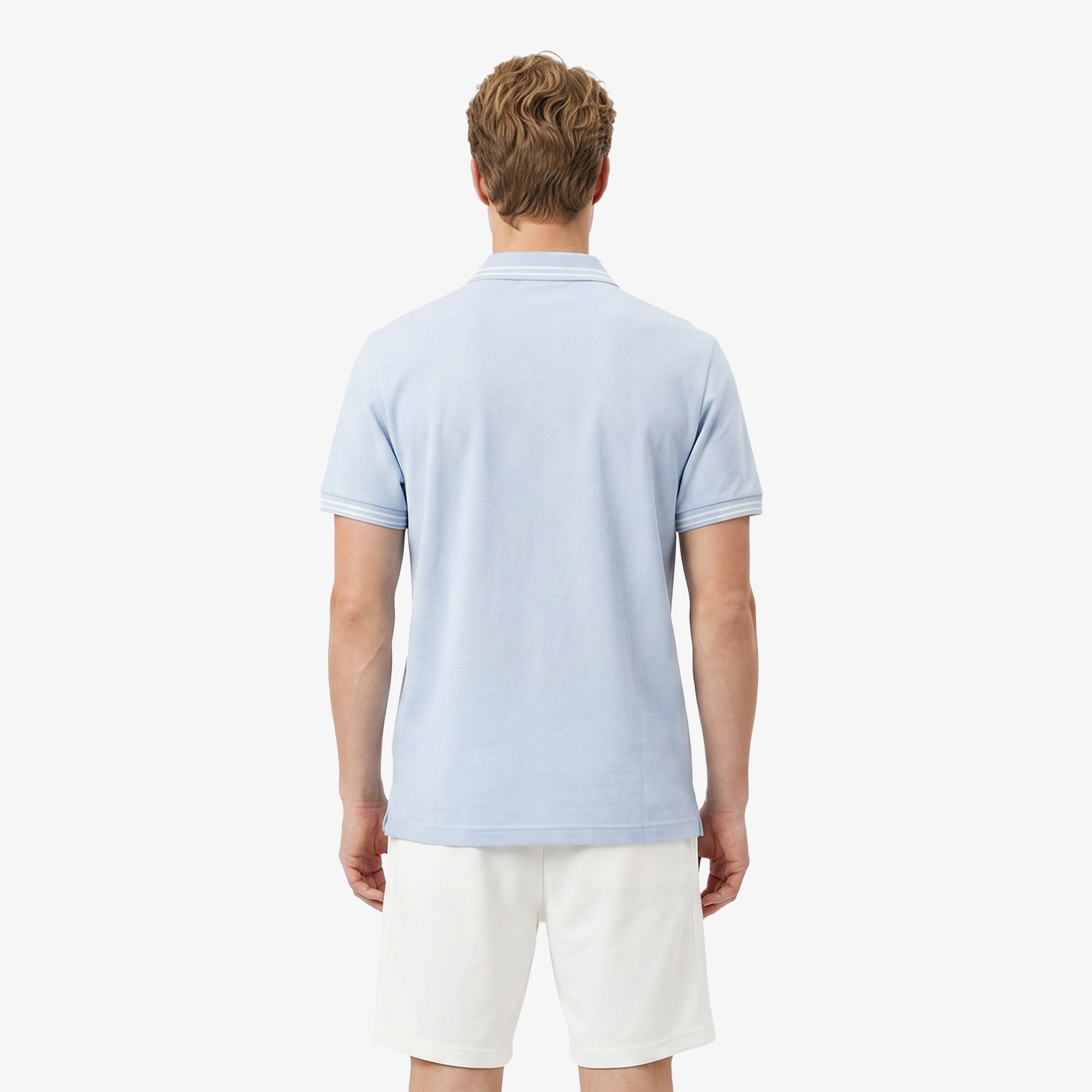 Erkek Regular Fit Polo Yaka Desenli Mavi Polo