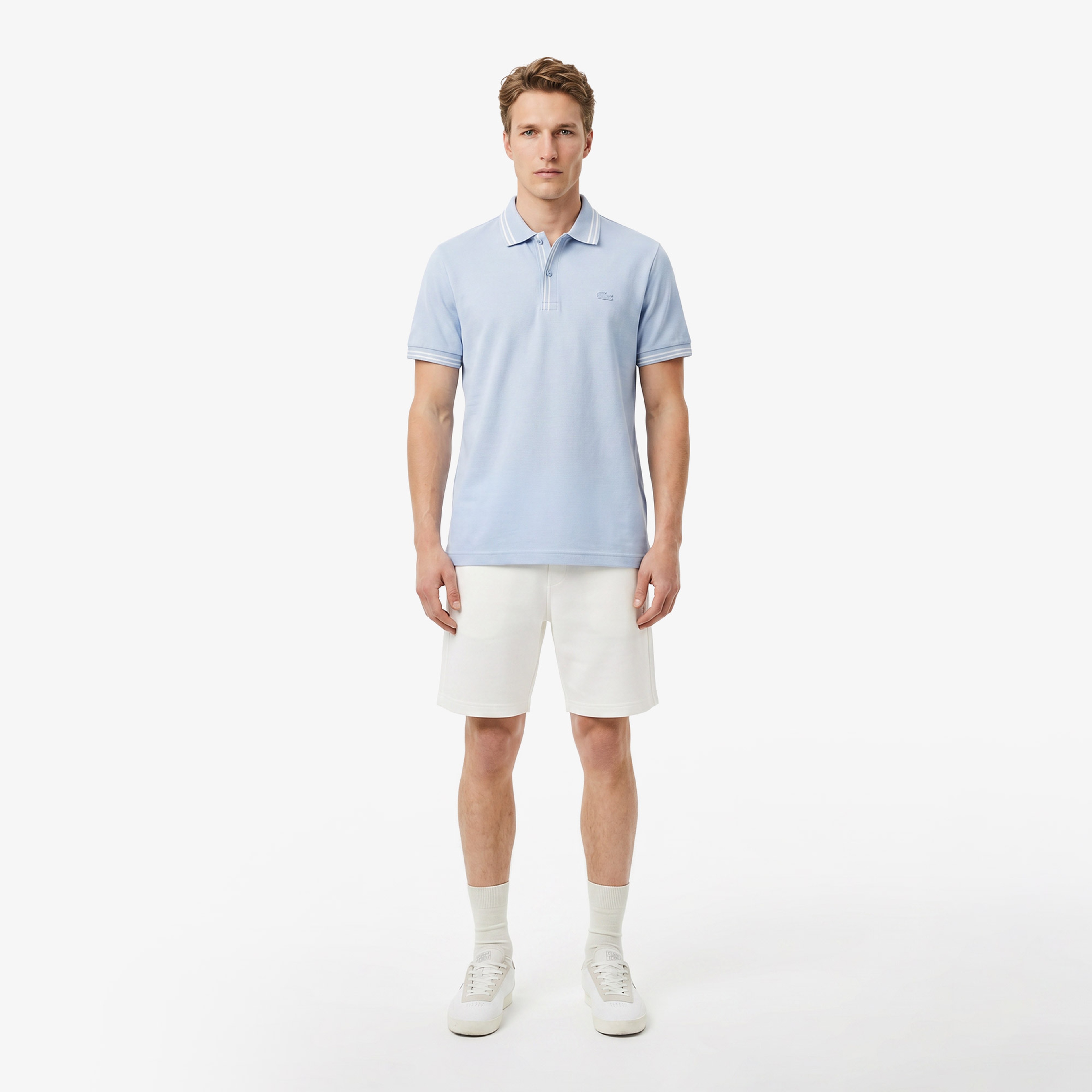 Erkek Regular Fit Polo Yaka Desenli Mavi Polo
