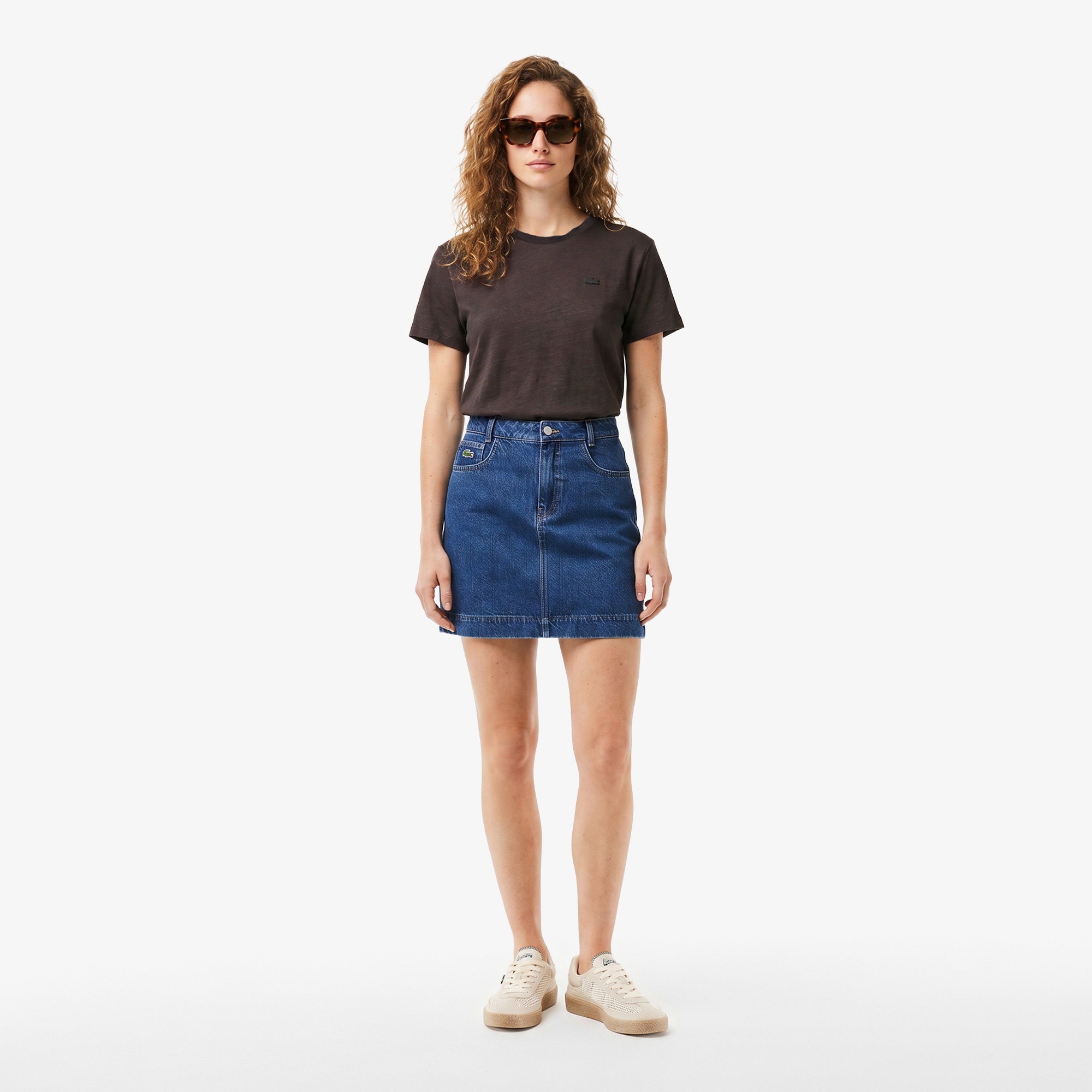 Kadın Loose Fit V Yaka Kahverengi T-Shirt