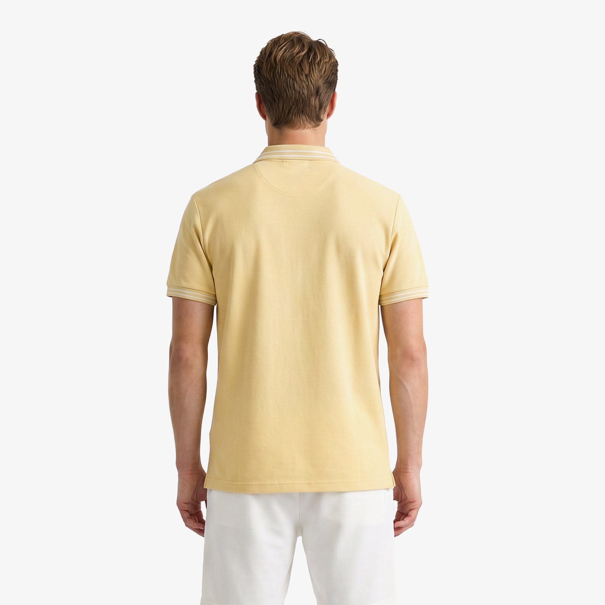 Erkek Regular Fit Polo Yaka Desenli Bej Polo