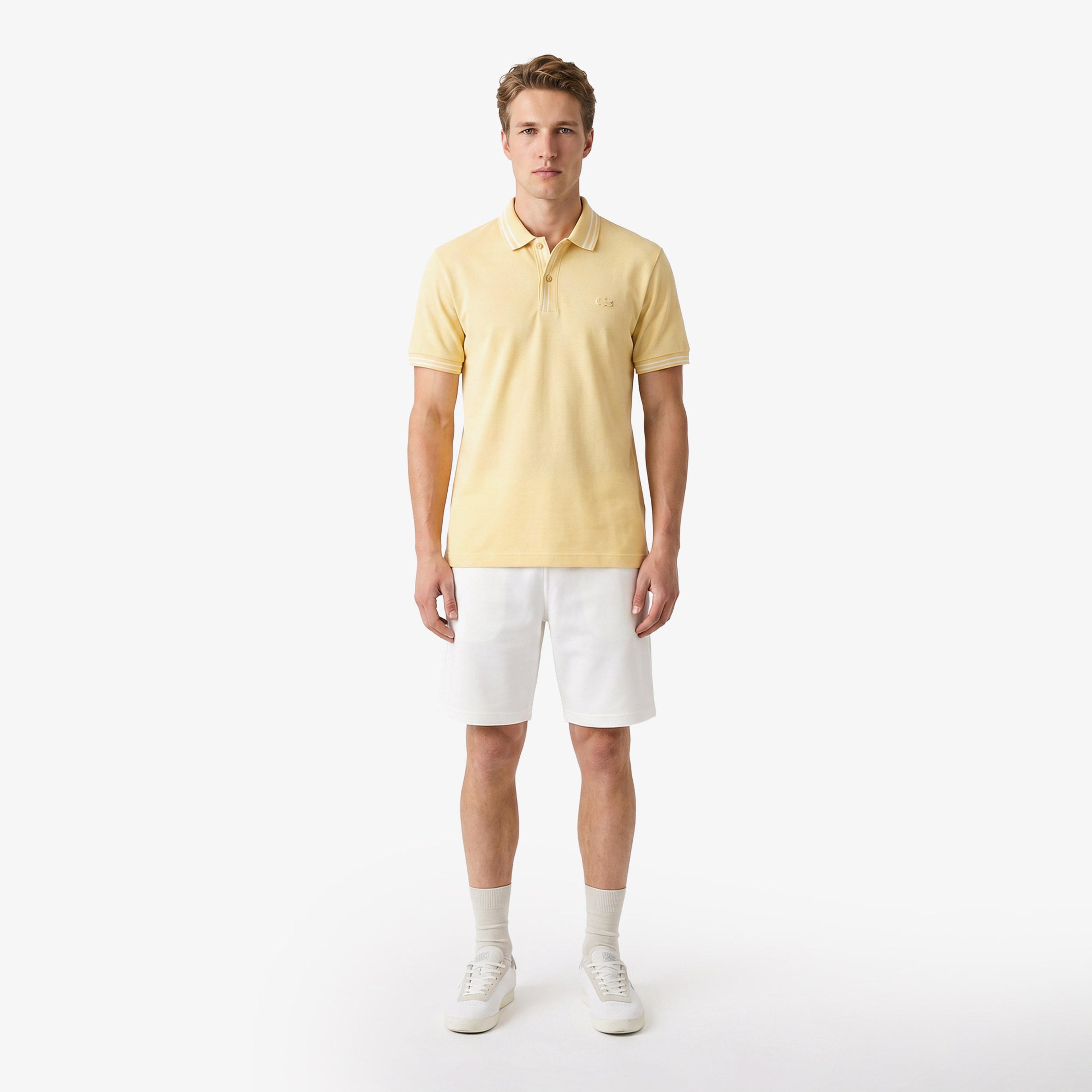 Erkek Regular Fit Polo Yaka Desenli Bej Polo