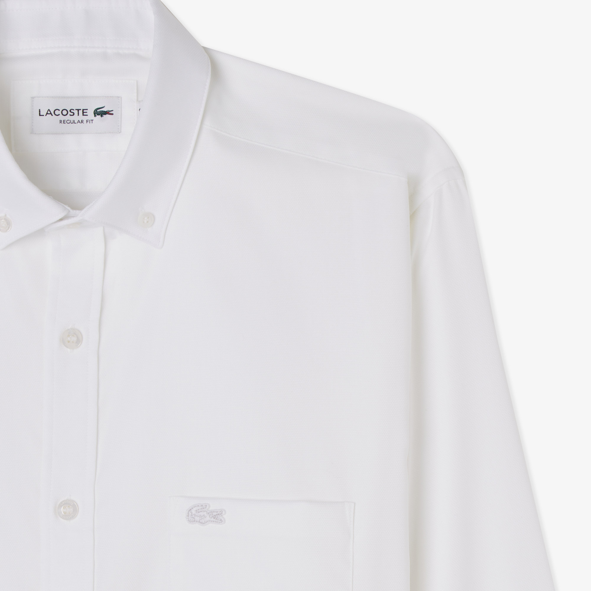 Lacoste Erkek Regular Fit Düğmeli Yaka Beyaz Gömlek görsel 4