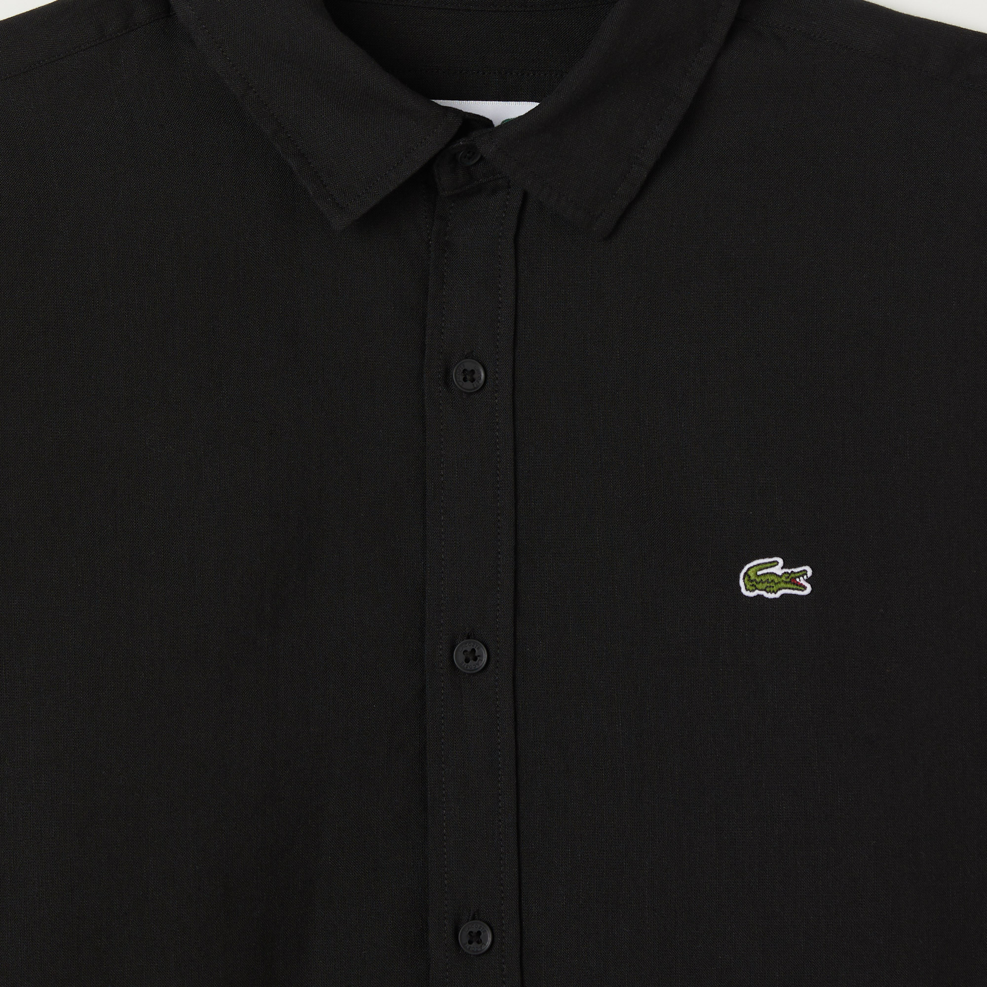 Lacoste Erkek Slim Fit Keten Siyah Gömlek görsel 4