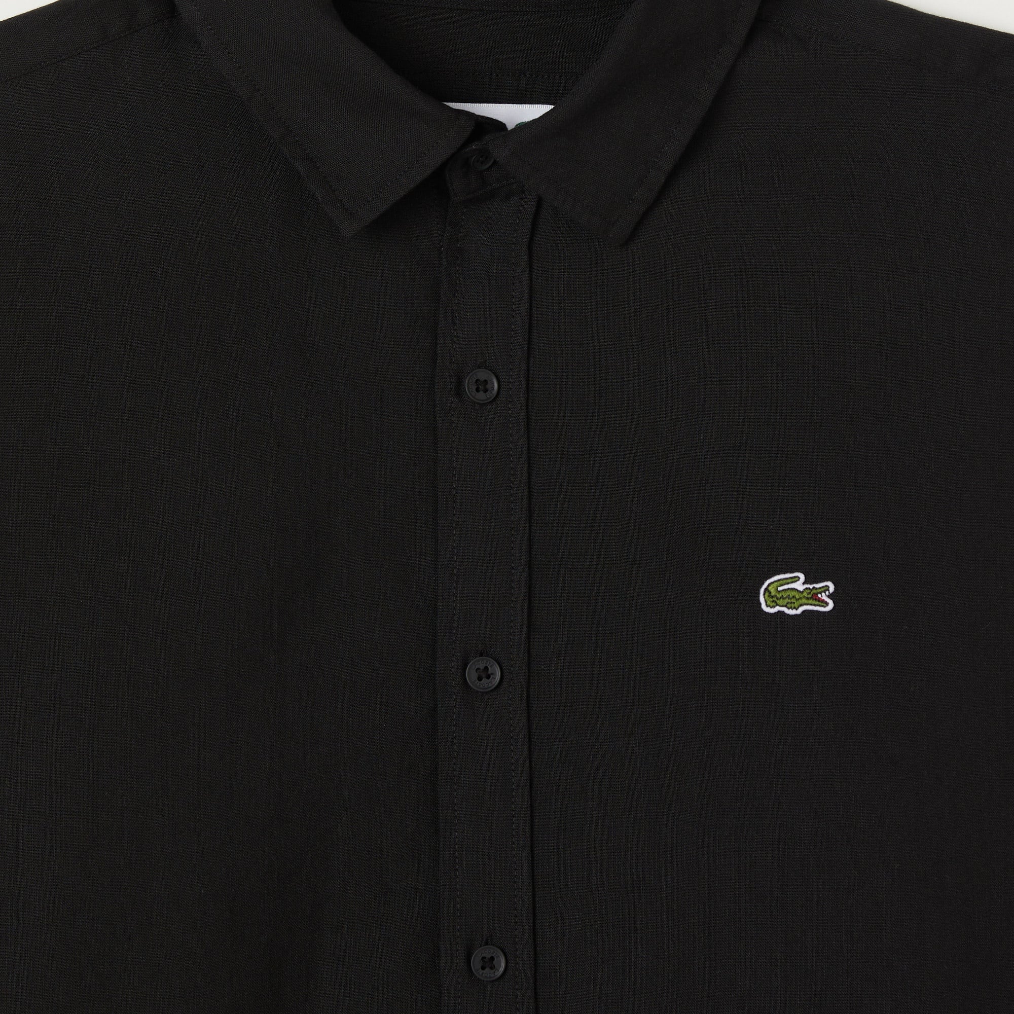 Erkek Slim Fit Keten Siyah Gömlek