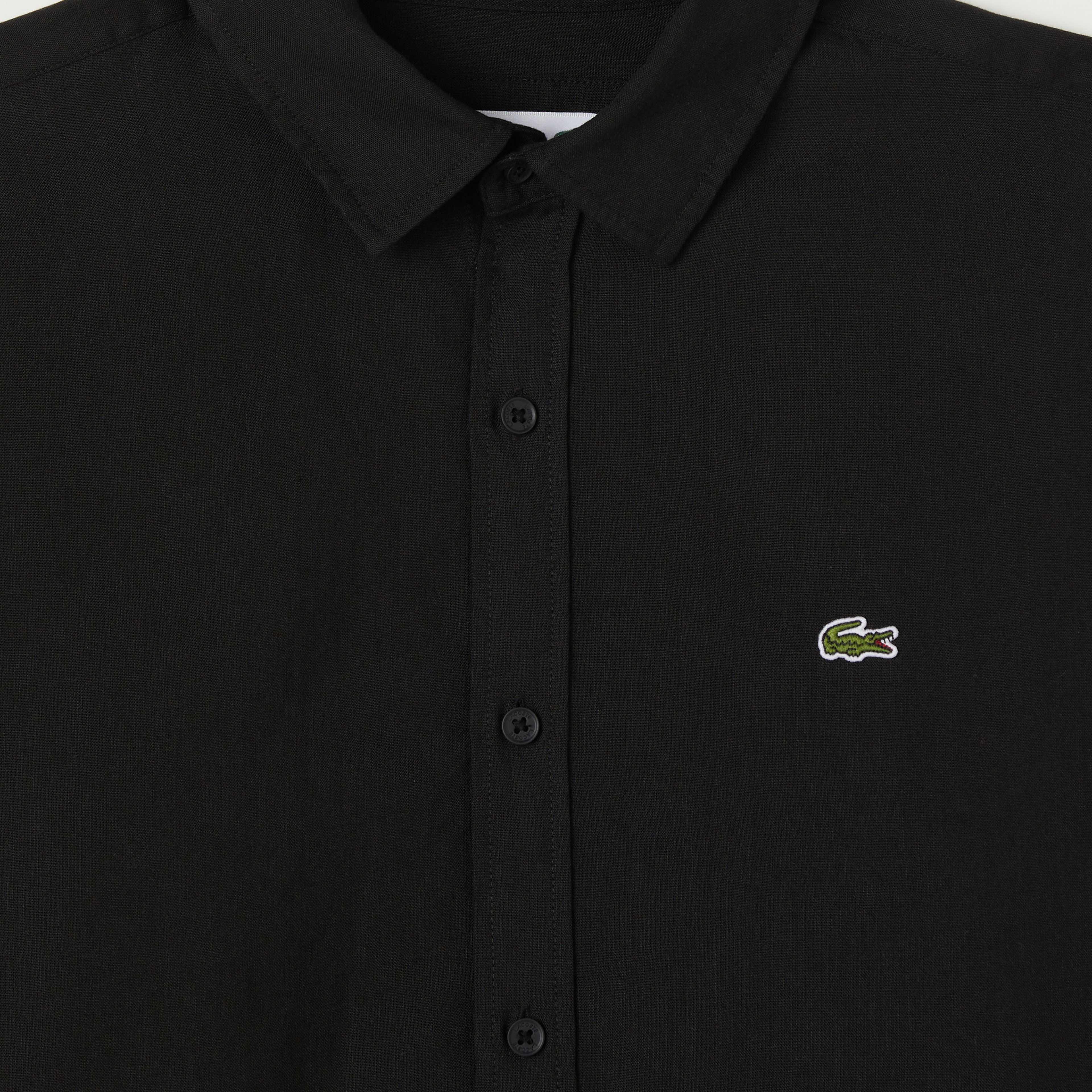 Erkek Slim Fit Keten Siyah Gömlek