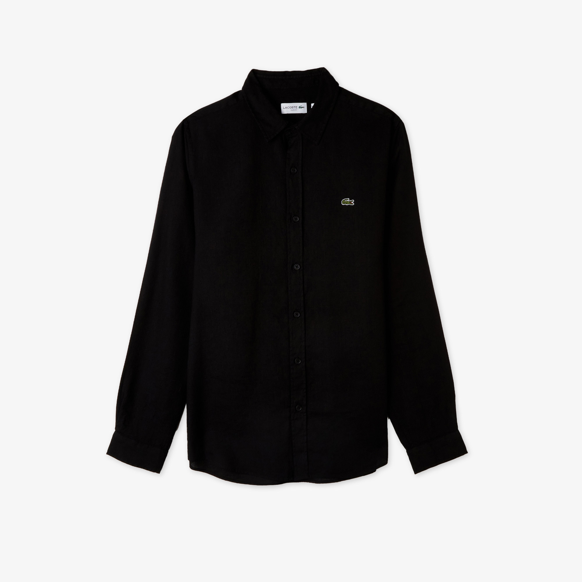 Lacoste Erkek Slim Fit Keten Siyah Gömlek görsel 3