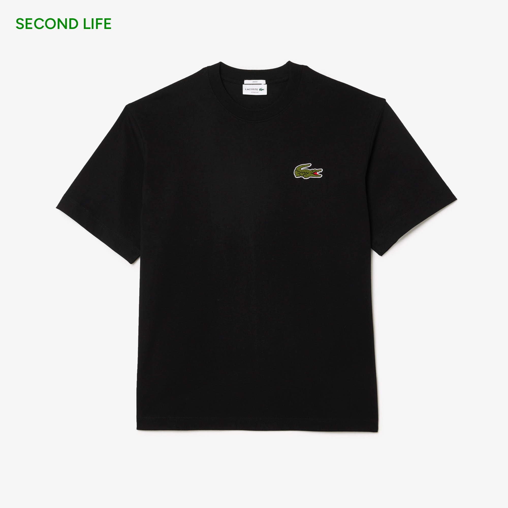Unisex Loose Fit Bisiklet Yaka Organik Pamuk Siyah T-Shirt