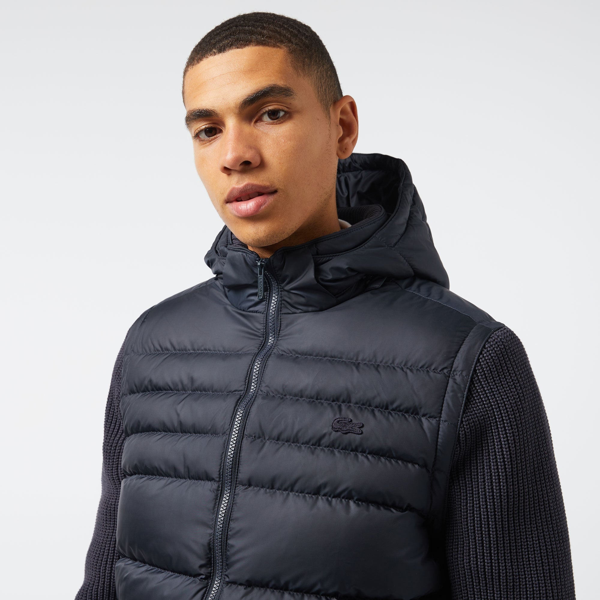 Erkek Slim Fit Kapüşonlu Lacivert Mont