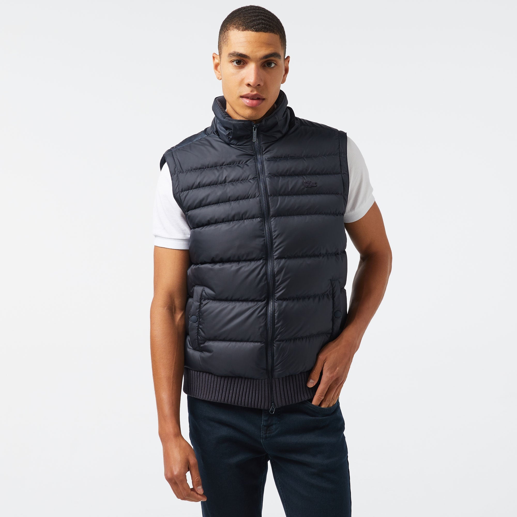 Erkek Slim Fit Kapüşonlu Lacivert Mont