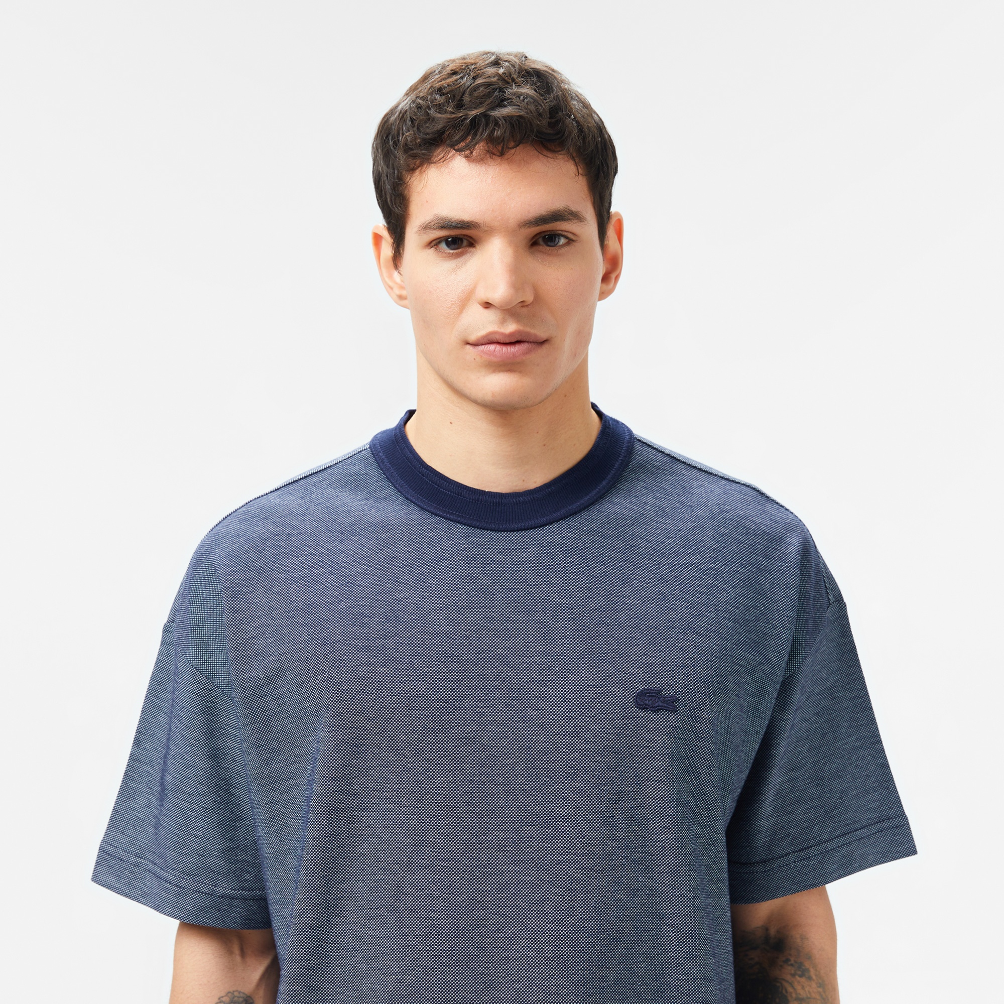 Erkek Oversize Fit Bisiklet Yaka Lacivert T-Shirt
