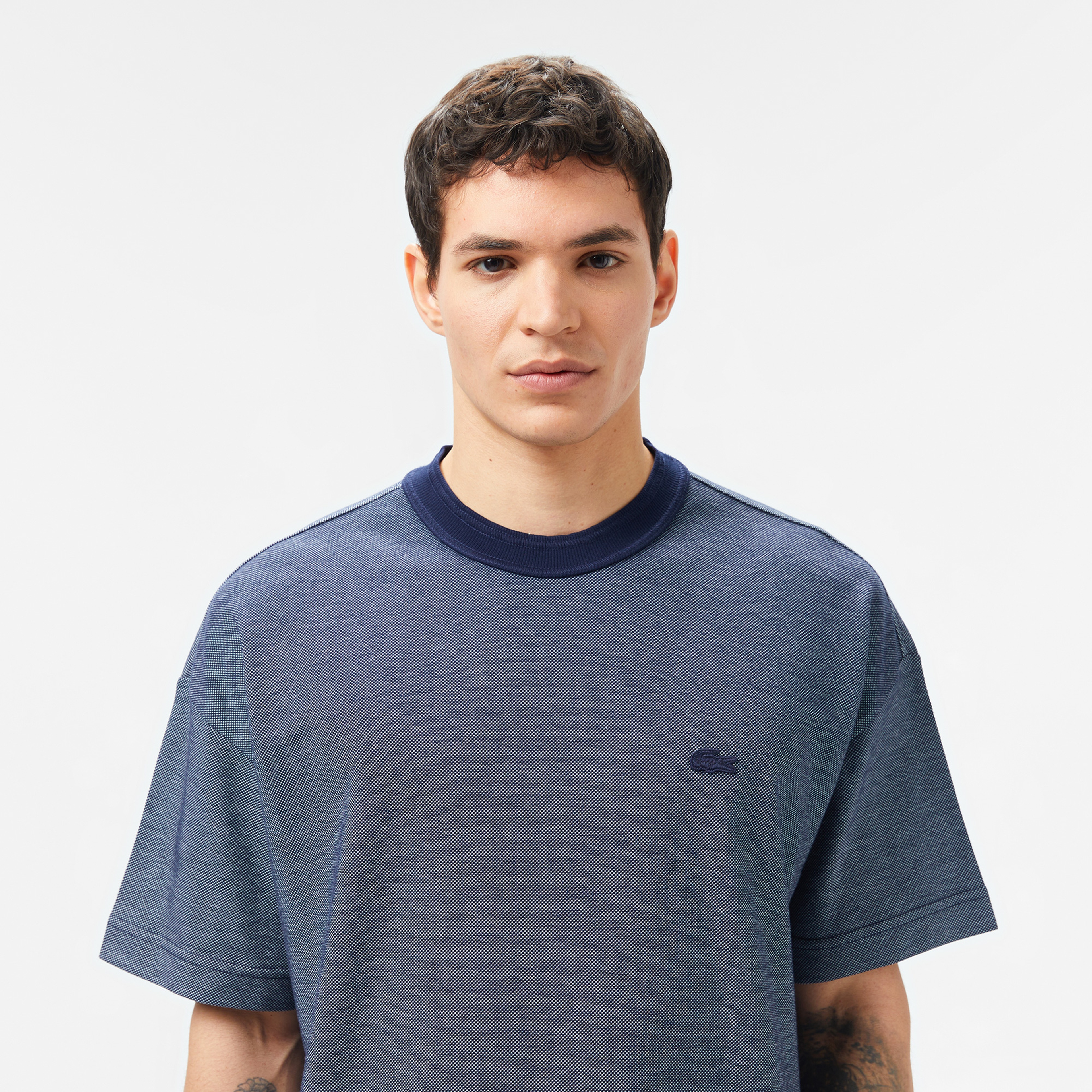 Erkek Oversize Fit Bisiklet Yaka Lacivert T-Shirt