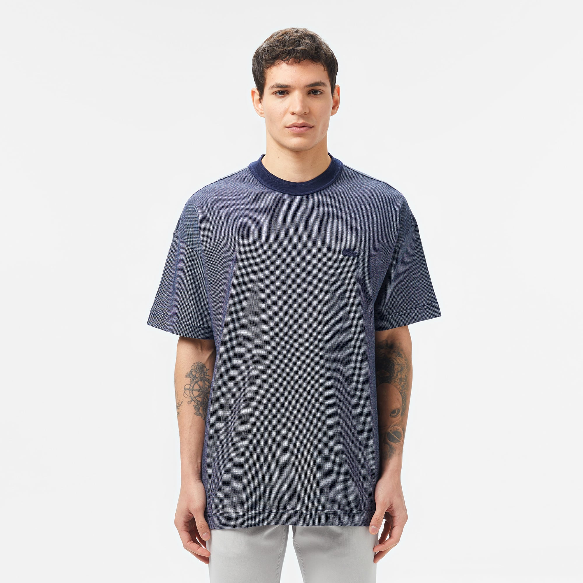 Erkek Oversize Fit Bisiklet Yaka Lacivert T-Shirt TH0564.166 | Lacoste