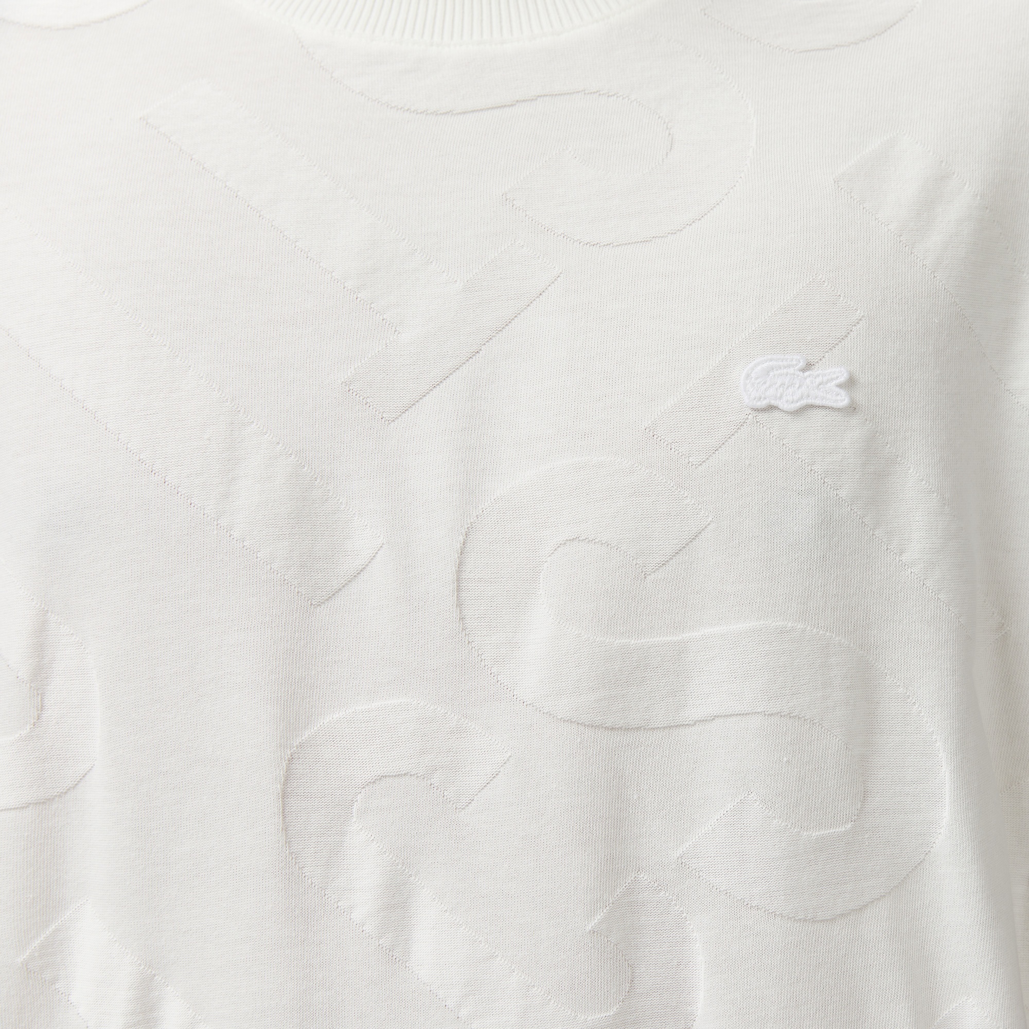 Erkek Bisiklet Yaka Desenli Beyaz T-Shirt