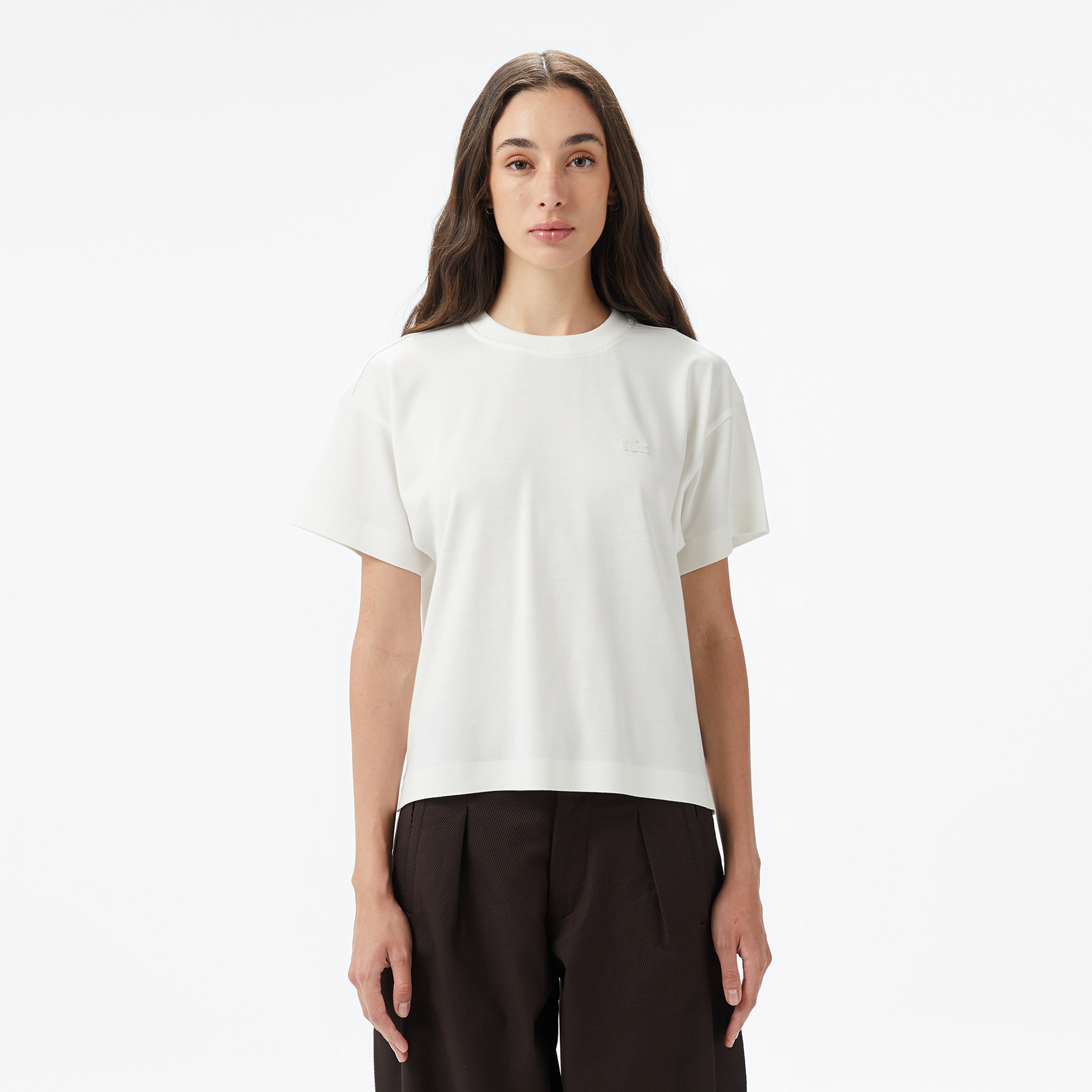 Kadın Loose Fit Bisiklet Yaka Beyaz T-Shirt TF2605.70V | Lacoste