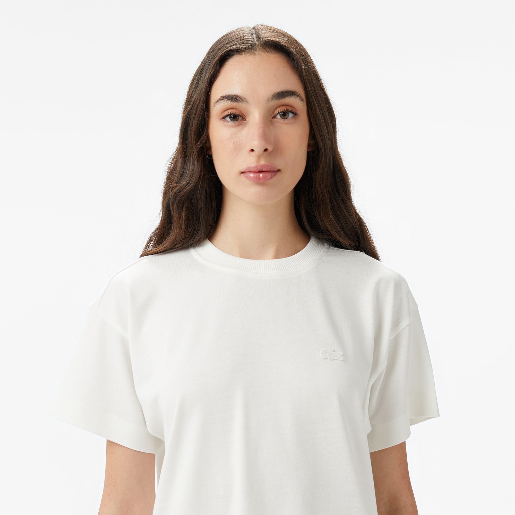 Kadın Loose Fit Bisiklet Yaka Beyaz T-Shirt TF2605.70V | Lacoste
