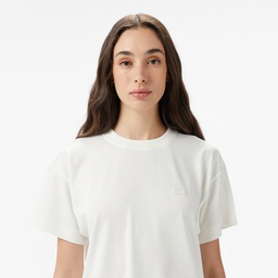 Kadın Loose Fit Bisiklet Yaka Beyaz T-Shirt Beyaz