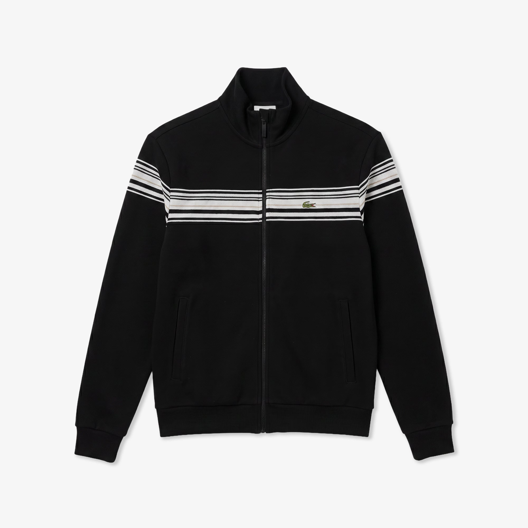 Lacoste Erkek Regular Fit Fermuarlı Renk Bloklu Siyah Sweatshirt görsel 2