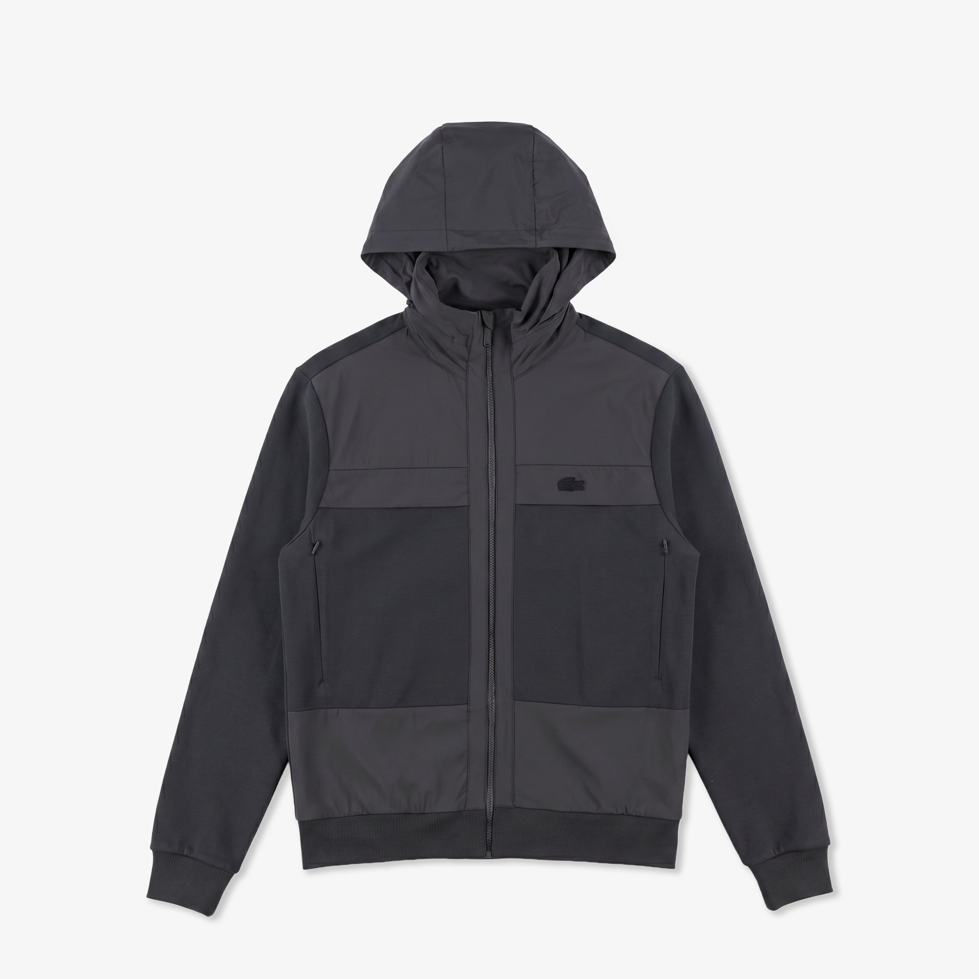 Erkek Regular Fit Fermuarlı Renk Bloklu Koyu Gri Sweatshirt