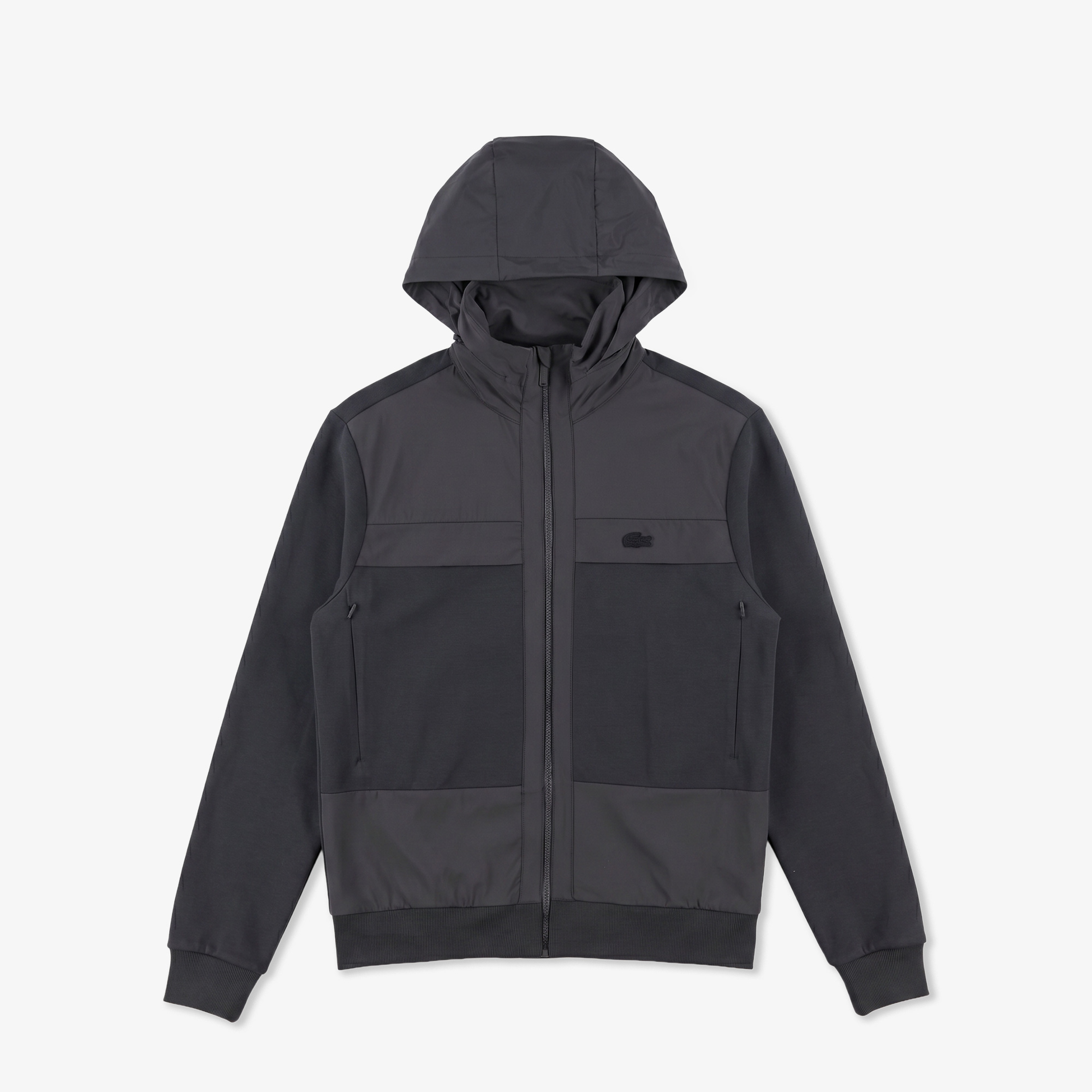 Erkek Regular Fit Fermuarlı Renk Bloklu Koyu Gri Sweatshirt