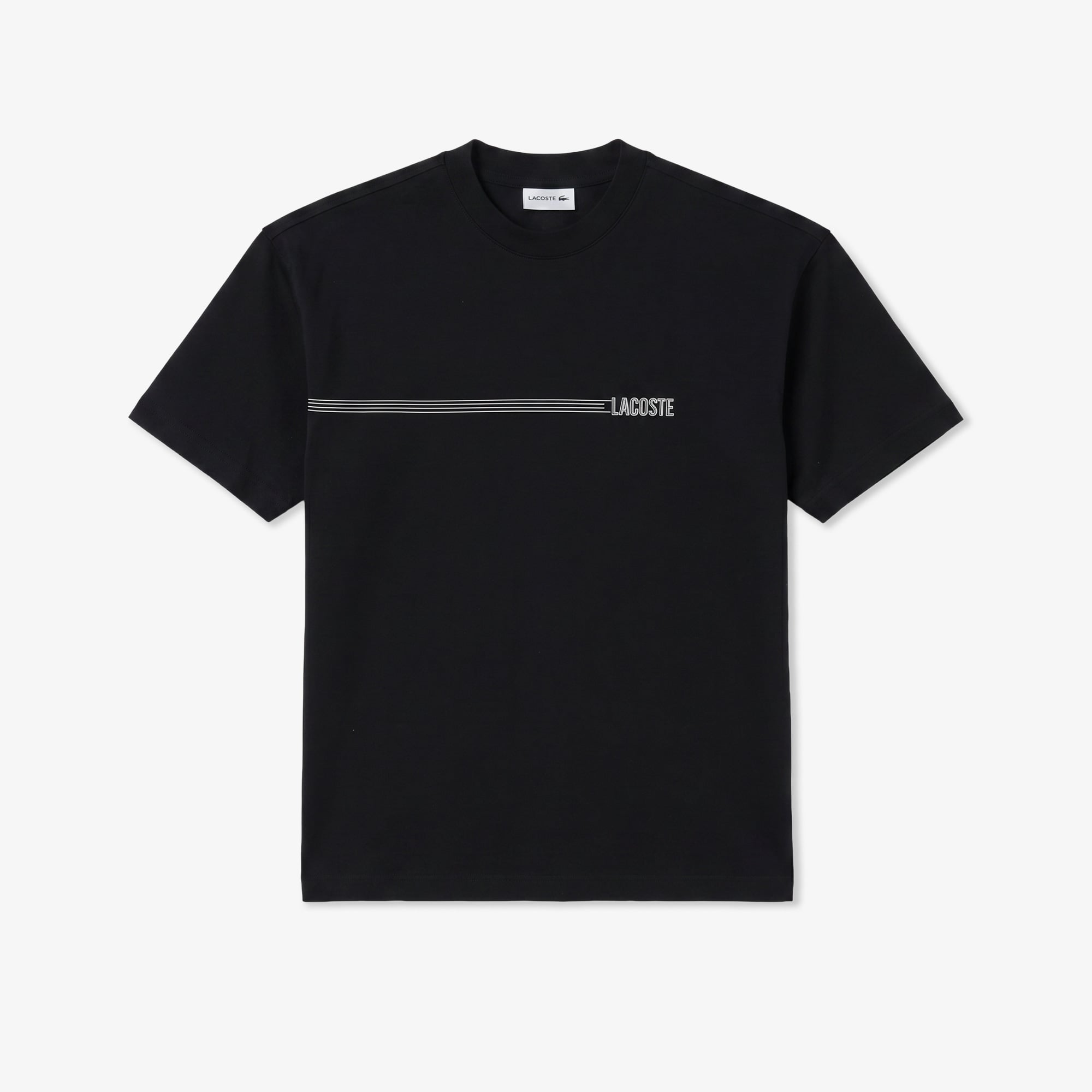 Lacoste Erkek Relaxed Fit Bisiklet Yaka Baskılı Siyah T-Shirt görsel 2