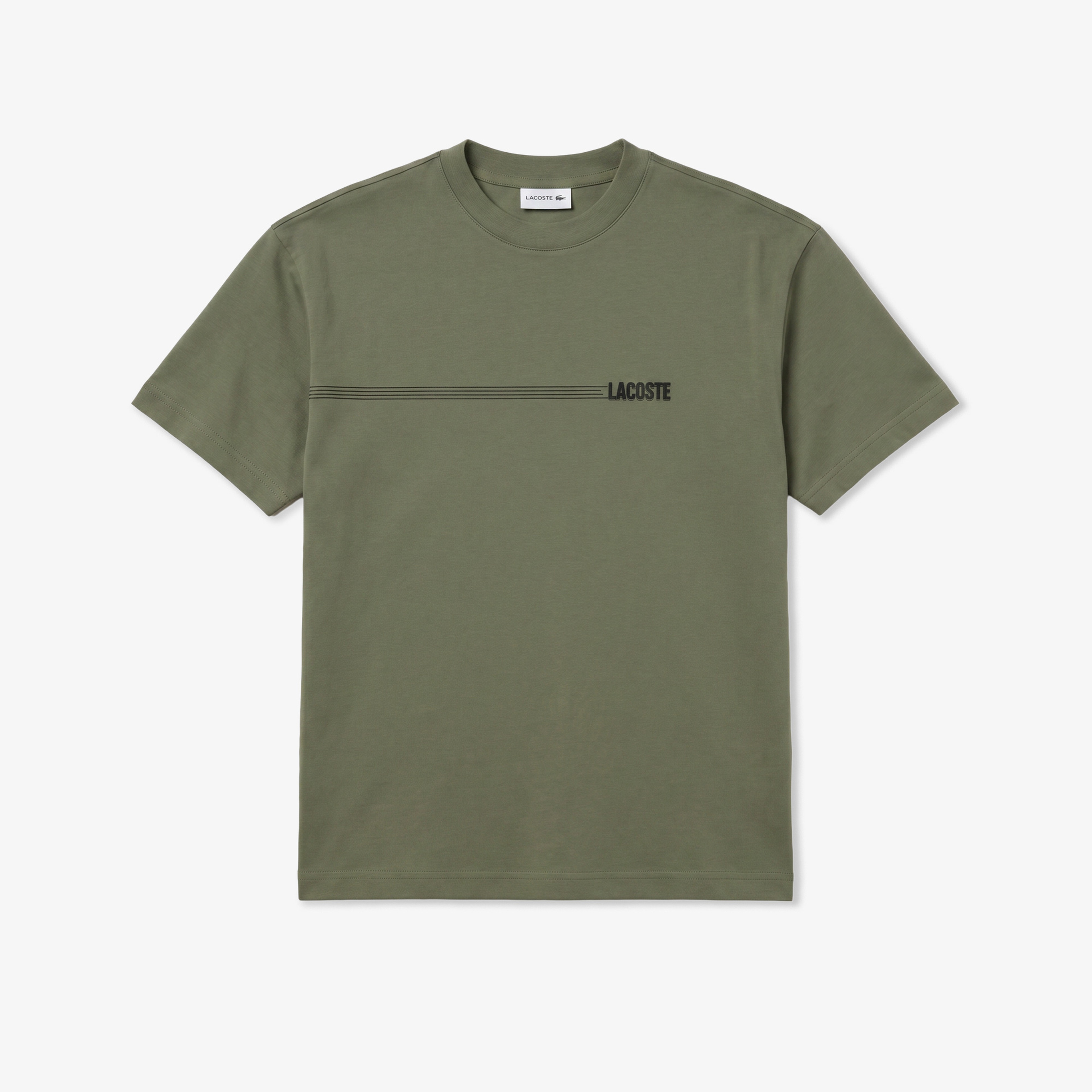 Erkek Regular Fit Bisiklet Yaka Baskılı Haki T-Shirt