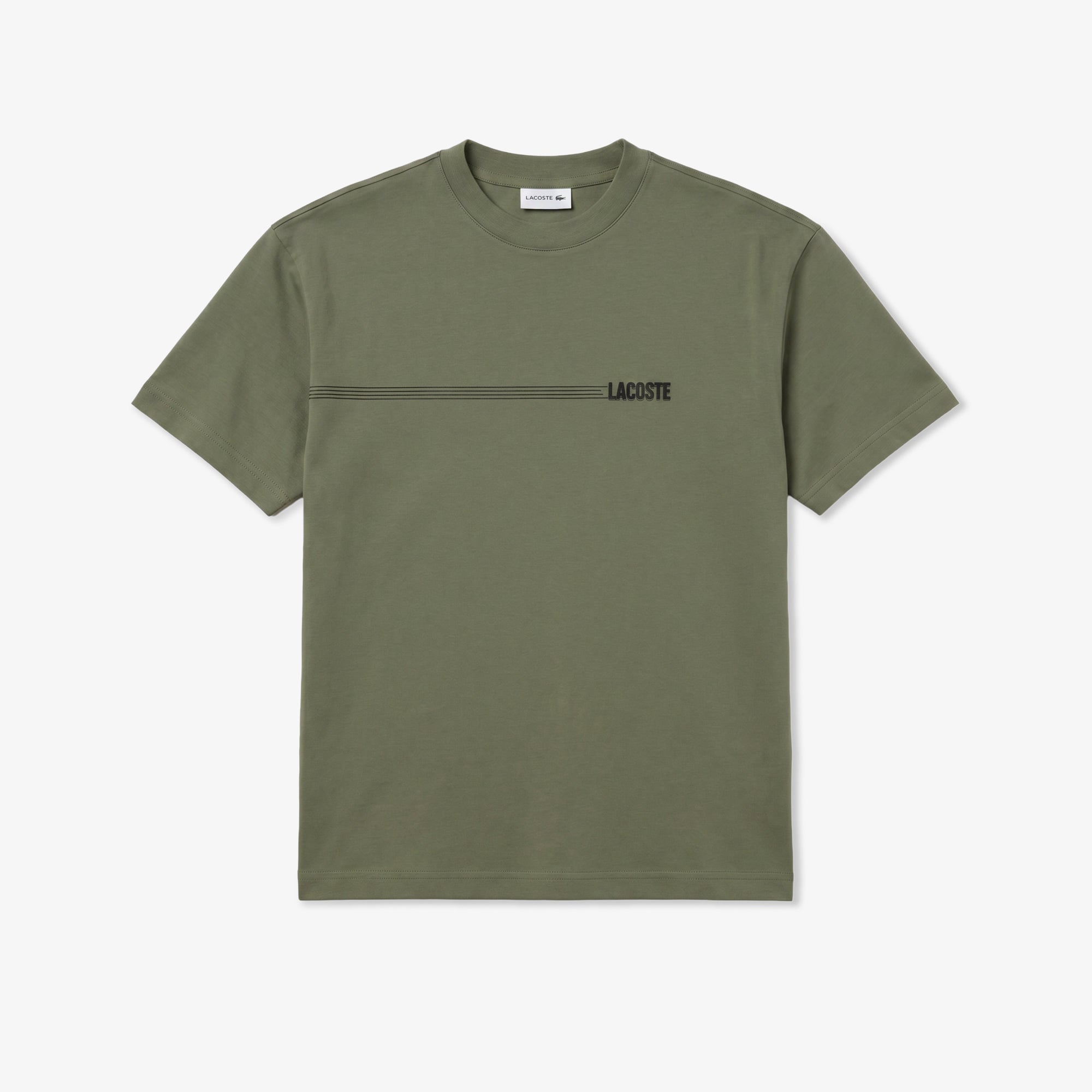Lacoste Erkek Relaxed Fit Bisiklet Yaka Baskılı Haki T-Shirt görsel 2