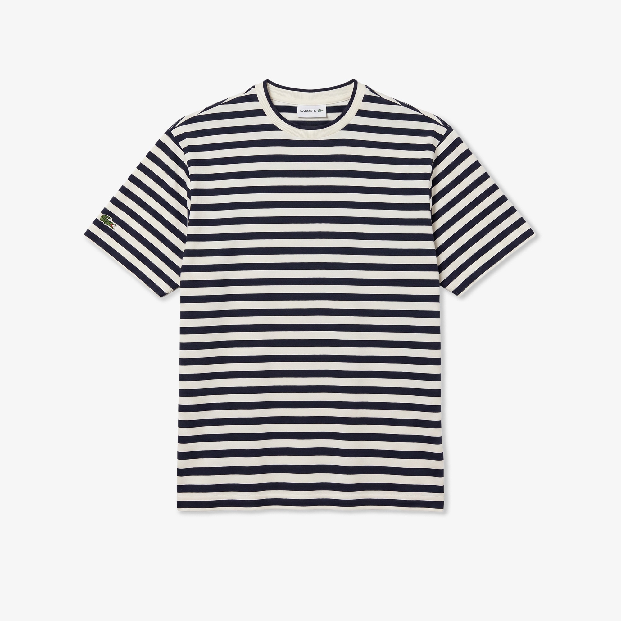 Erkek Relaxed Fit Bisiklet Yaka Çizgili Lacivert T-Shirt