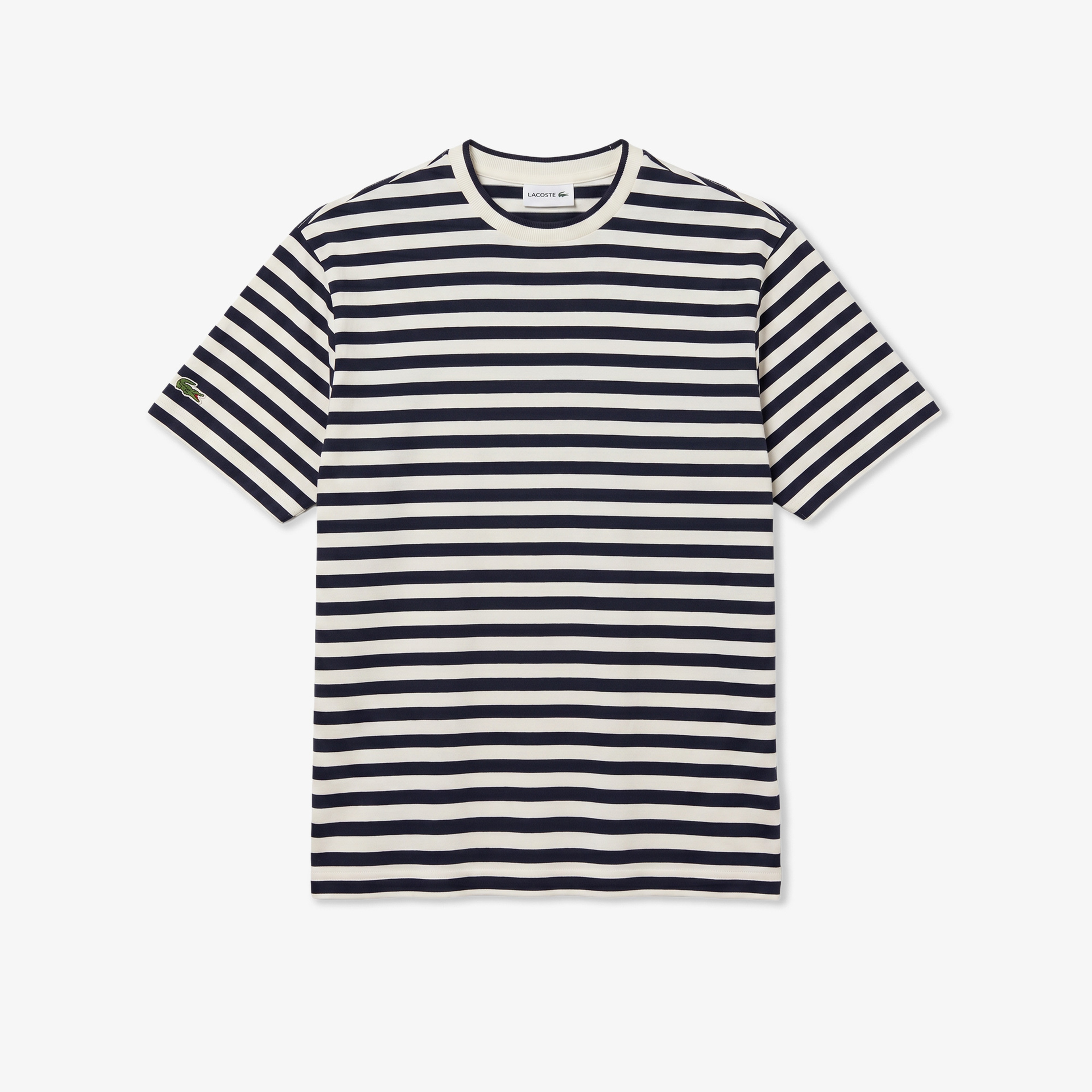 Erkek Relaxed Fit Bisiklet Yaka Çizgili Lacivert T-Shirt