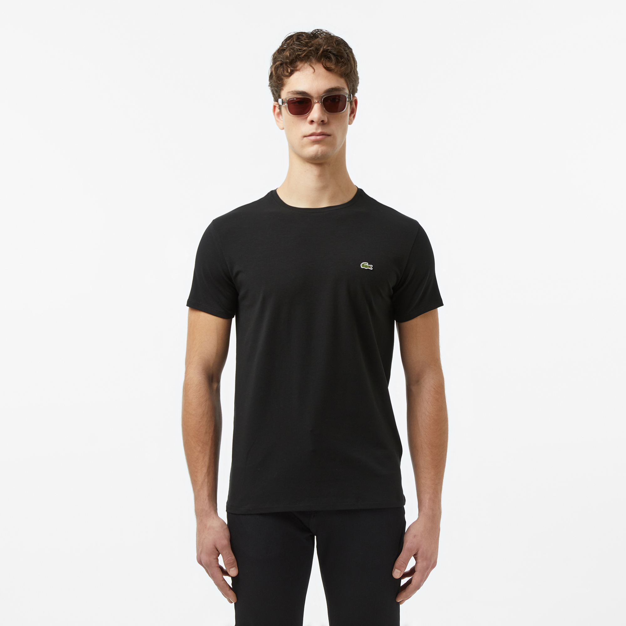 Lacoste Erkek Slim Fit Bisiklet Yaka Siyah T-Shirt