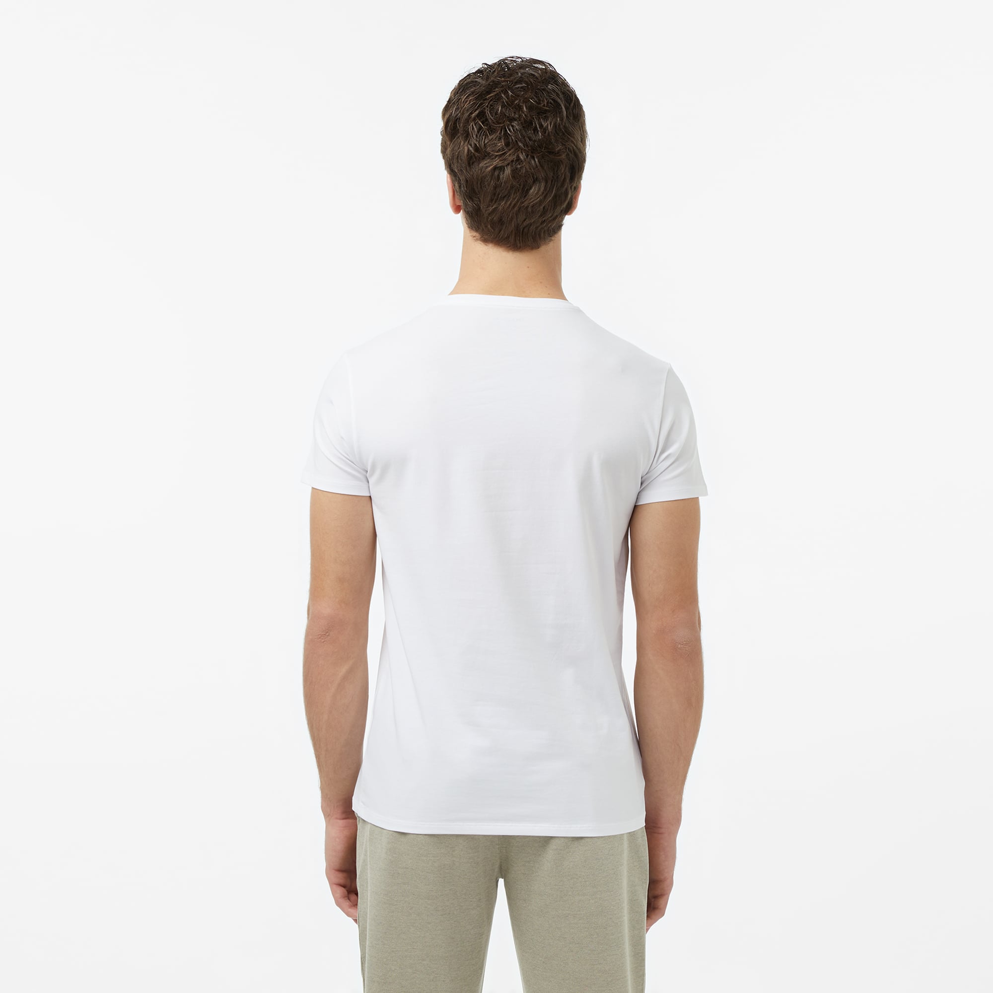 Lacoste Erkek Slim Fit Bisiklet Yaka Beyaz T-Shirt görsel 2